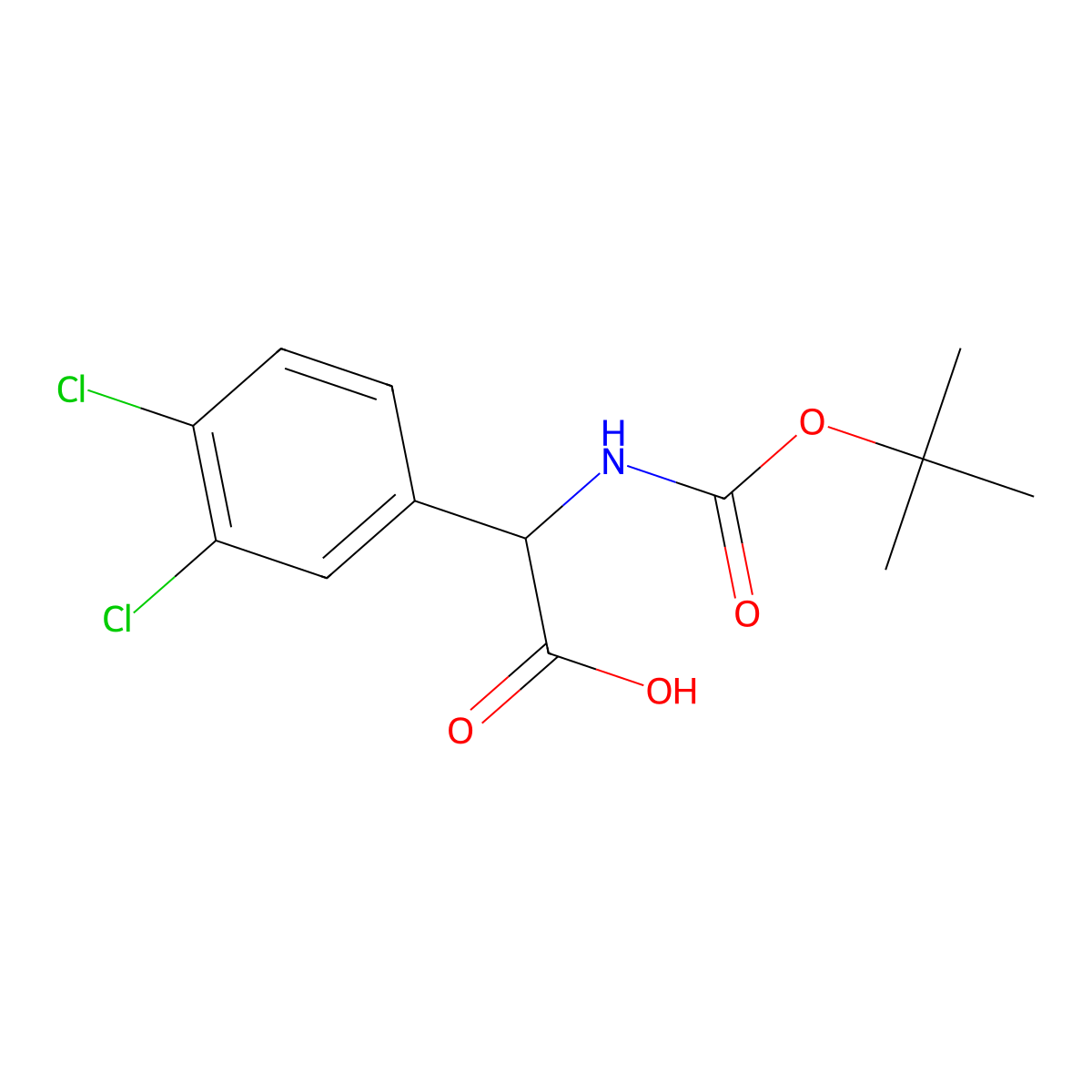 (R)-2-((tert-Butoxycarbonyl)amino)-2-(3,4-dichlorophenyl)acetic acid molecular structure, CAS 1241683-86-2