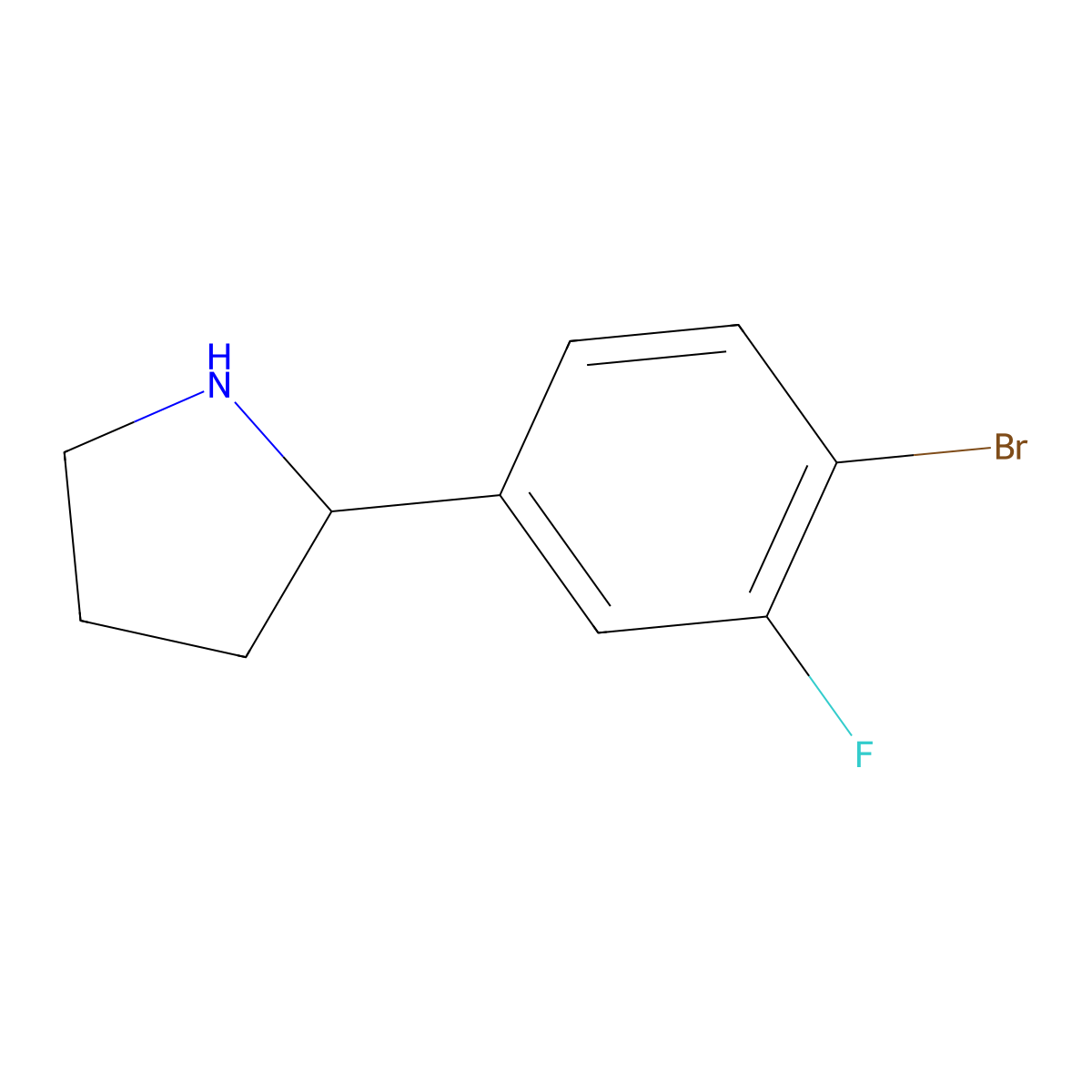 (R)-2-(4-Bromo-3-fluorophenyl)pyrrolidine molecular structure, CAS 1241683-93-1