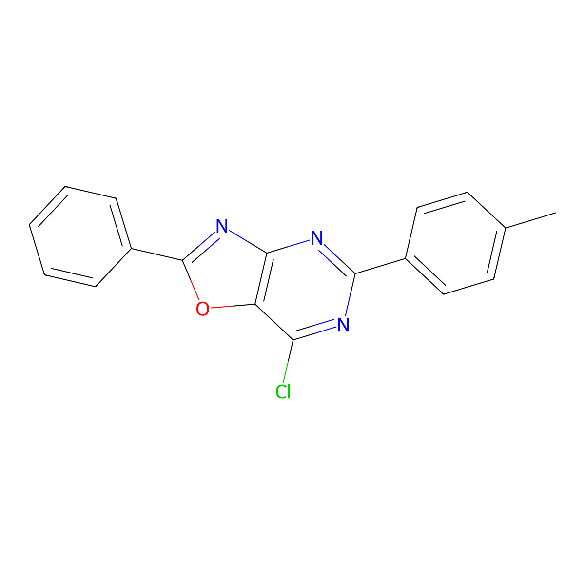 7-Chloro-5-(4-methylphenyl)-2-phenyl[1,3]oxazolo[4,5-d]pyrimidine molecular structure, CAS 1241709-22-7