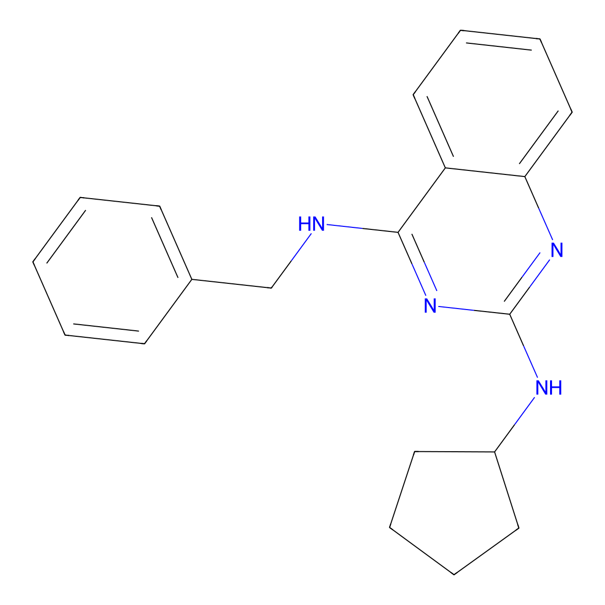 N4-benzyl-N2-cyclopentylquinazoline-2,4-diamine molecular structure, CAS 1241712-54-8