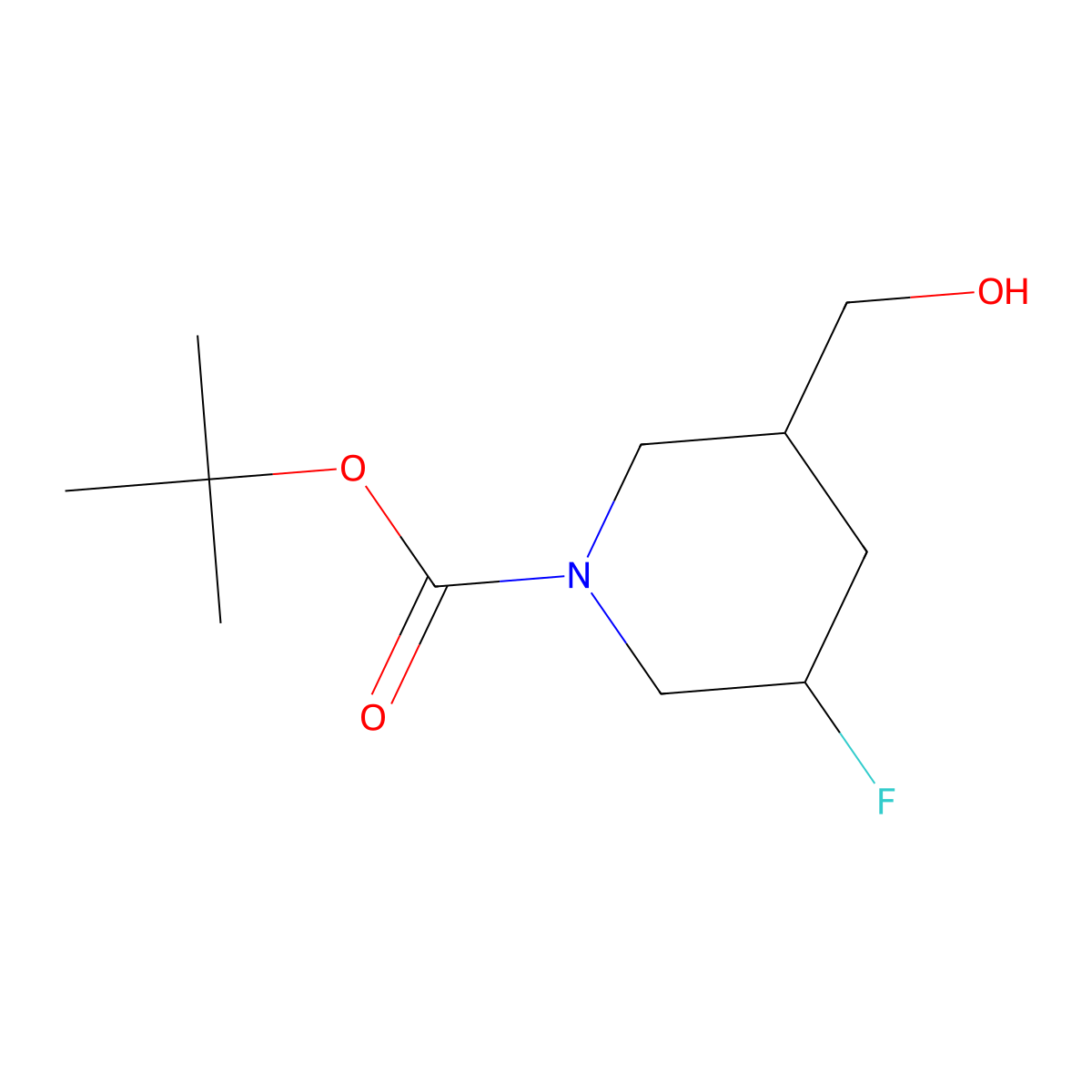 Tert-butyl 3-fluoro-5-(hydroxymethyl)piperidine-1-carboxylate molecular structure, CAS 1241725-59-6