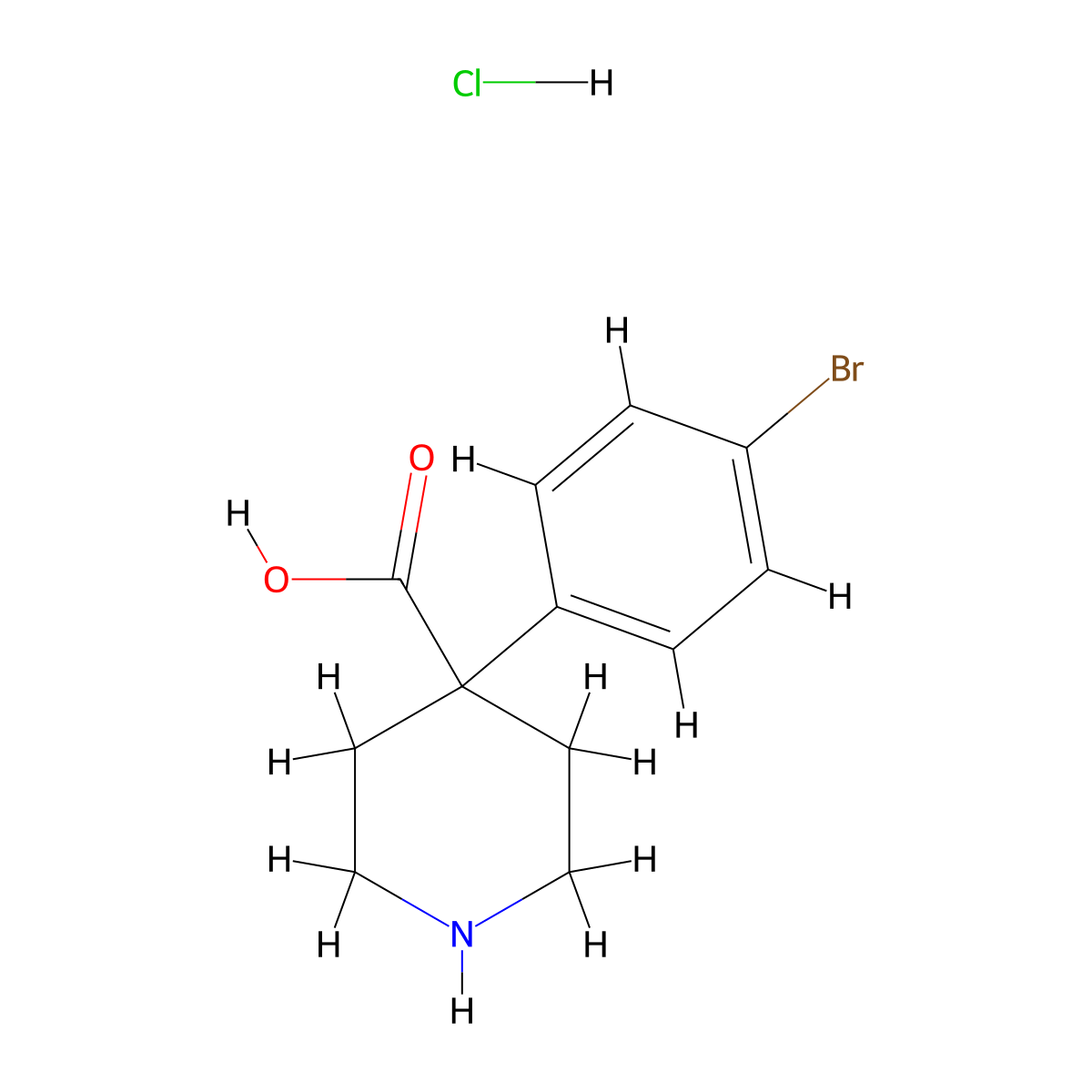 4-(4-Bromophenyl)piperidine-4-carboxylic acid hydrochloride molecular structure, CAS 1241725-63-2