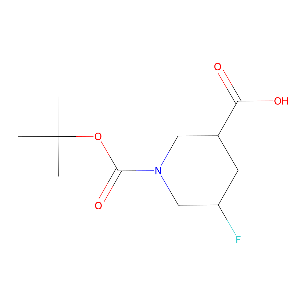 1-(Tert-butoxycarbonyl)-5-fluoropiperidine-3-carboxylic acid molecular structure, CAS 1241725-64-3