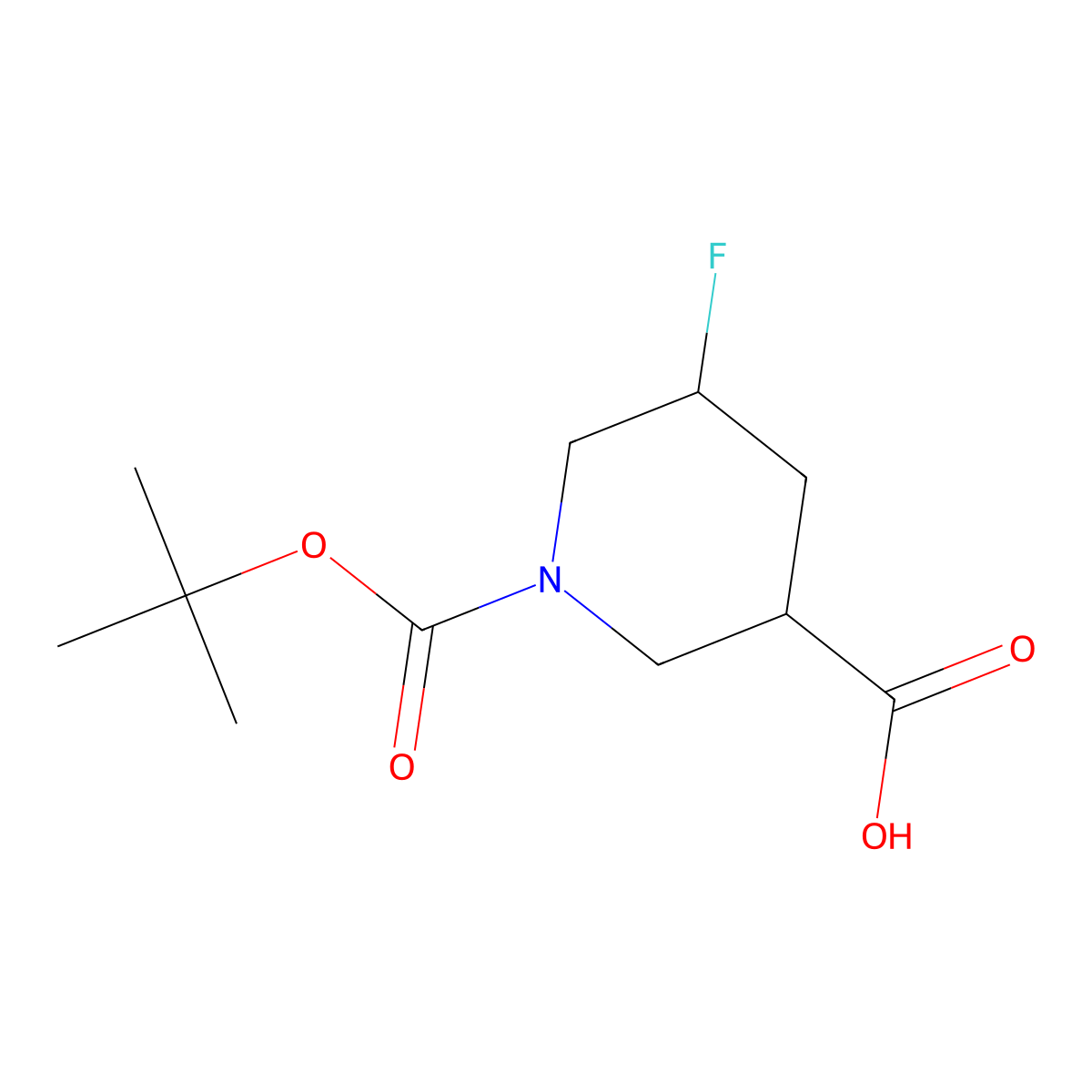 1-(Tert-butoxycarbonyl)-5-fluoropiperidine-3-carboxylic acid molecular structure, CAS 1241725-64-3