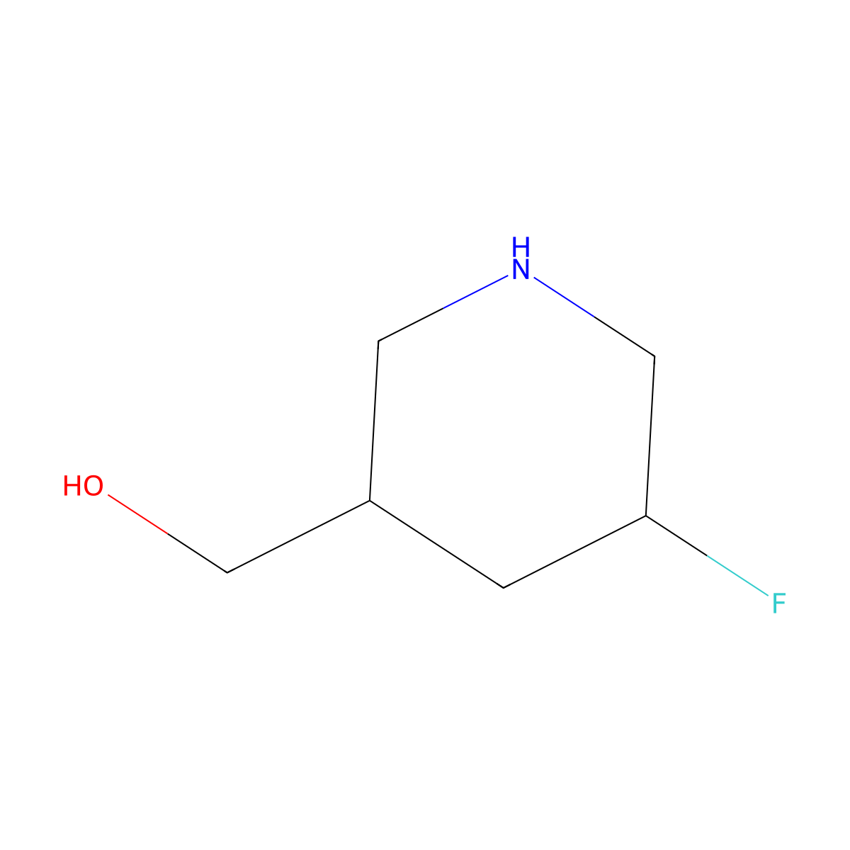 (5-Fluoropiperidin-3-YL)methanol molecular structure, CAS 1241725-66-5