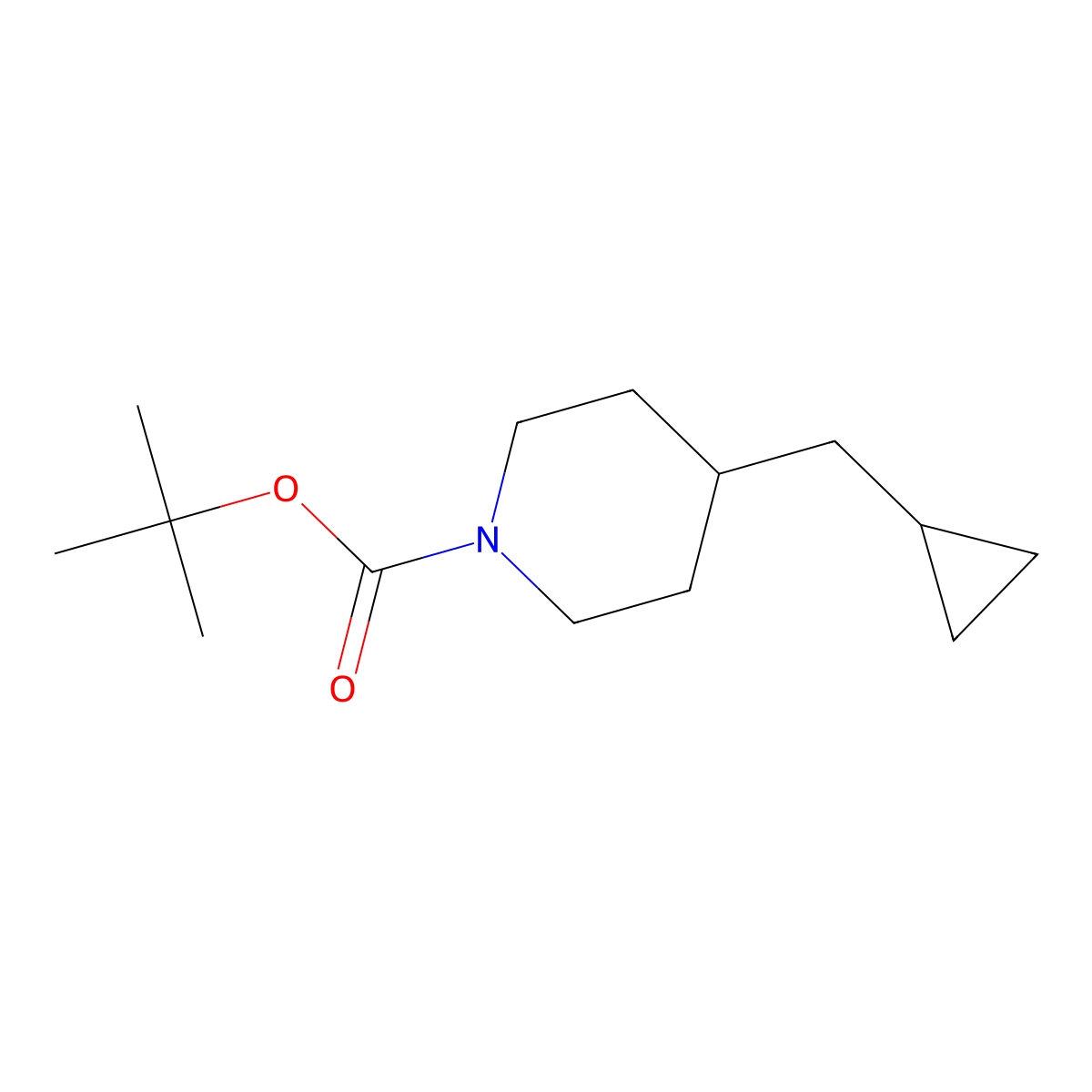 Tert-butyl 4-(cyclopropylmethyl)piperidine-1-carboxylate molecular structure, CAS 1241725-67-6