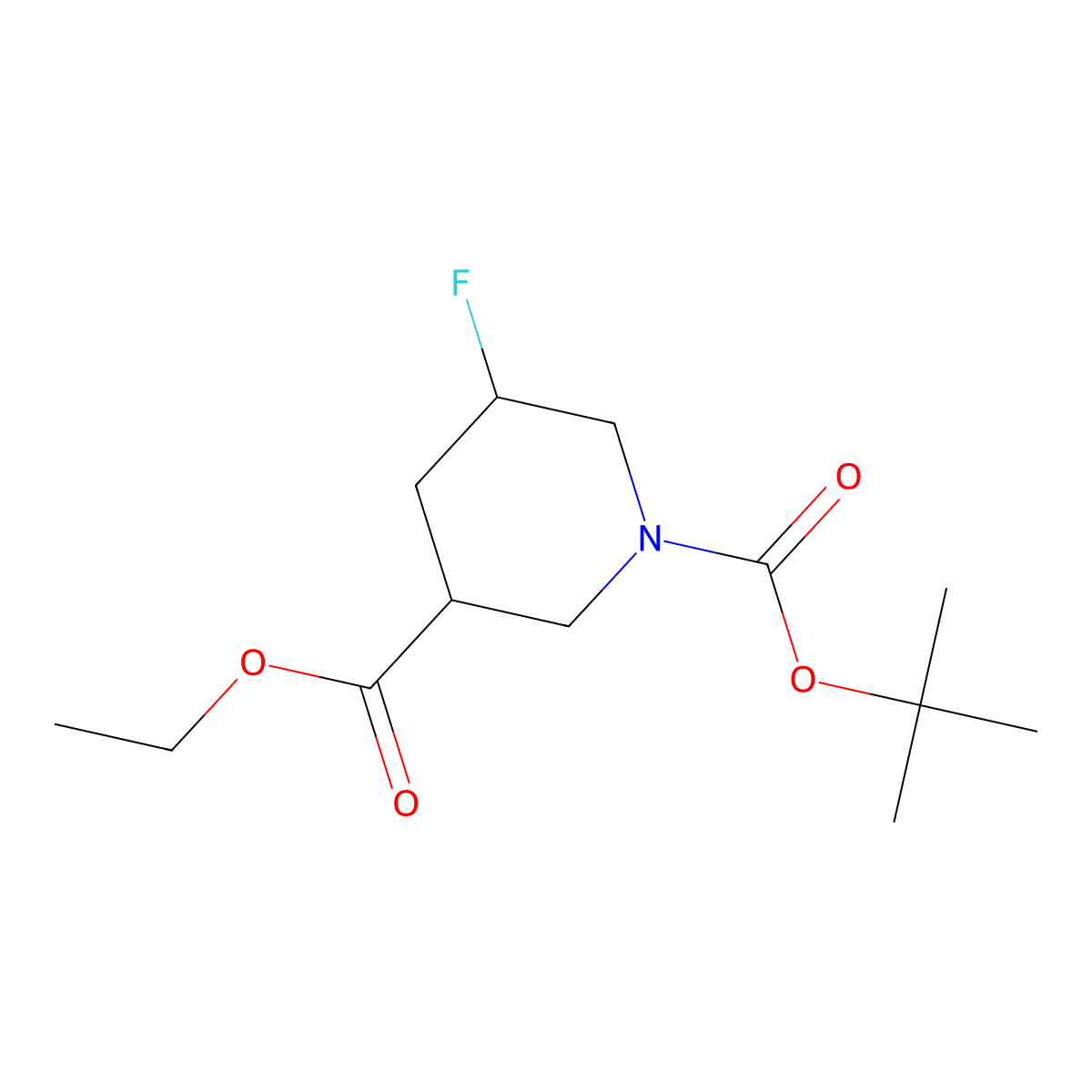 1-Tert-butyl 3-ethyl 5-fluoropiperidine-1,3-dicarboxylate molecular structure, CAS 1241725-68-7
