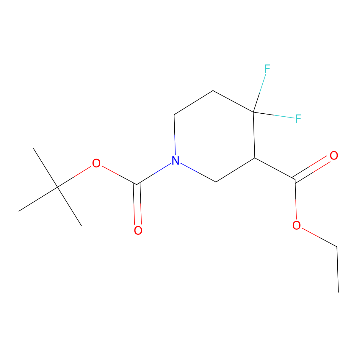 1-Tert-butyl 3-ethyl 4,4-difluoropiperidine-1,3-dicarboxylate molecular structure, CAS 1241725-70-1