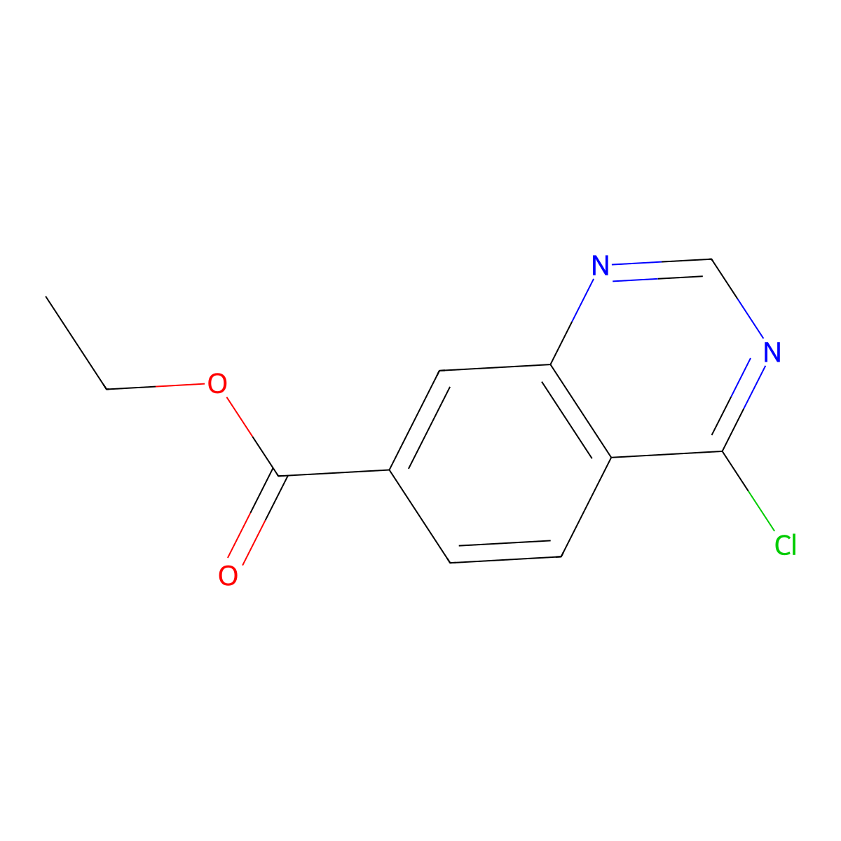 Ethyl 4-chloroquinazoline-7-carboxylate molecular structure, CAS 1241725-79-0