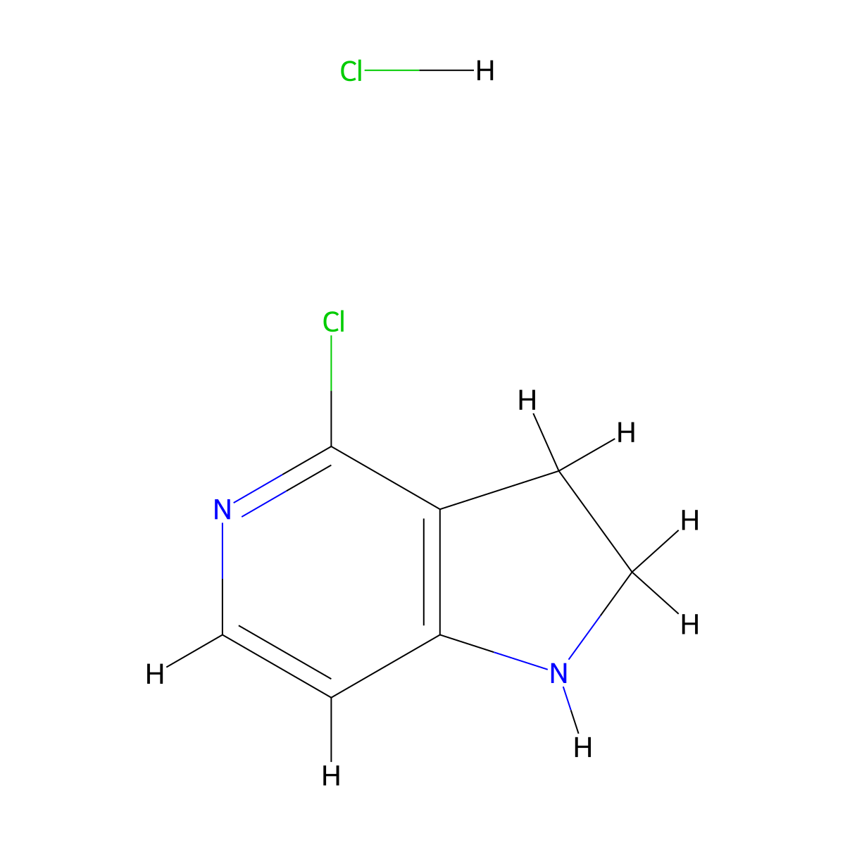 4-Chloro-2,3-dihydro-1H-pyrrolo[3,2-c]pyridine hydrochloride molecular structure, CAS 1241725-93-8