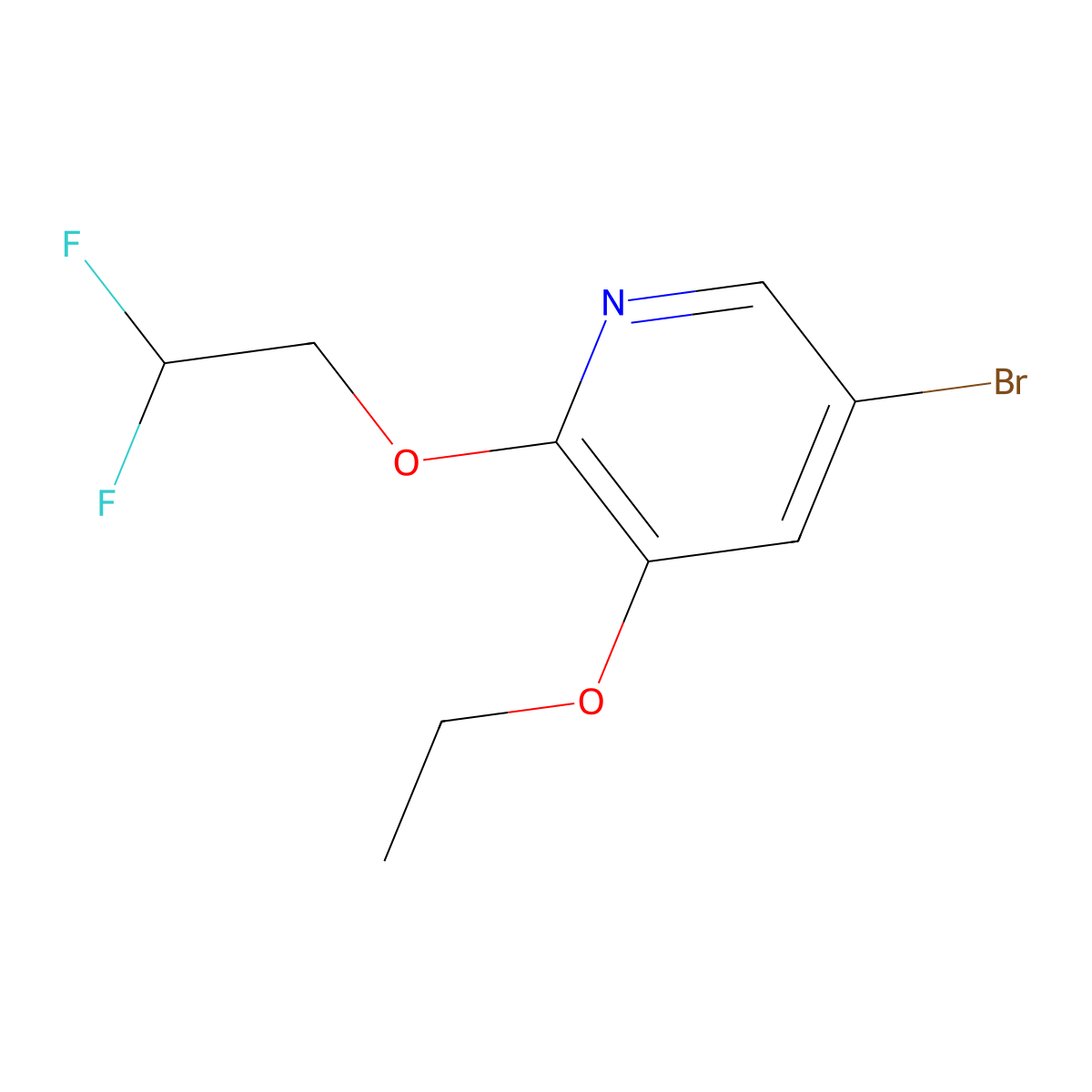 5-Bromo-2-(2,2-difluoroethoxy)-3-ethoxypyridine molecular structure, CAS 1241752-36-2