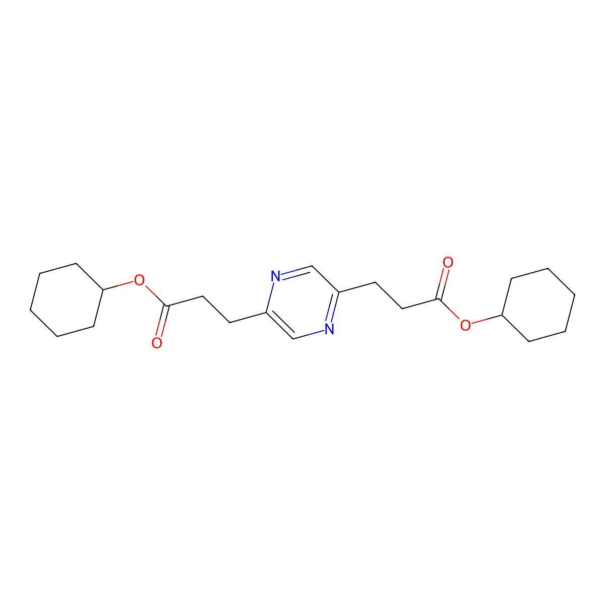 Dihexyl 3,3'-(pyrazine-2,5-diyl)dipropanoate molecular structure, CAS 1241800-33-8