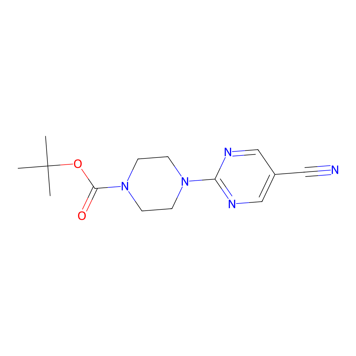 2-(4-Boc-1-piperazinyl)pyrimidine-5-carbonitrile molecular structure, CAS 1241898-04-3