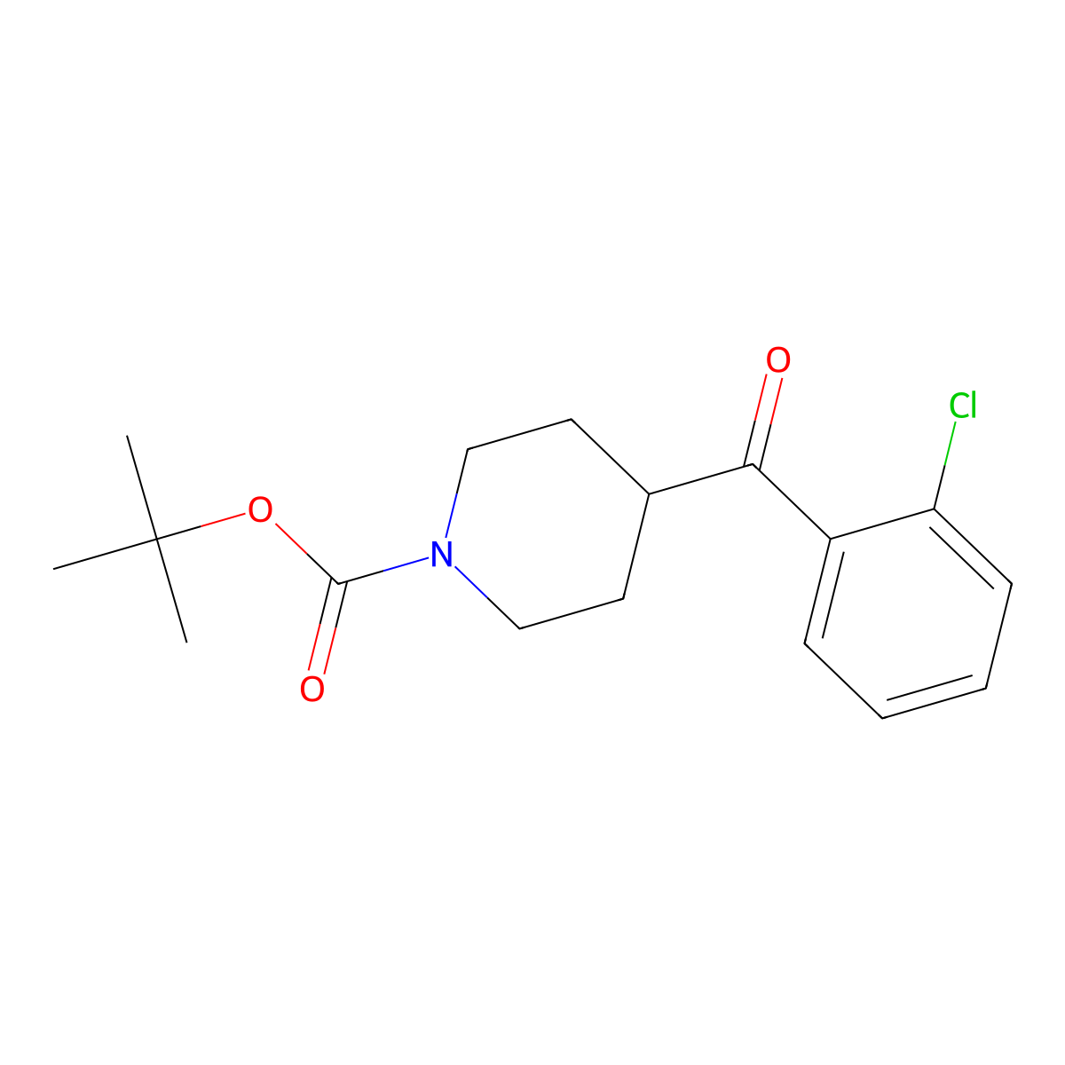 Tert-butyl 4-(2-chlorobenzoyl)piperidine-1-carboxylate molecular structure, CAS 1241898-74-7
