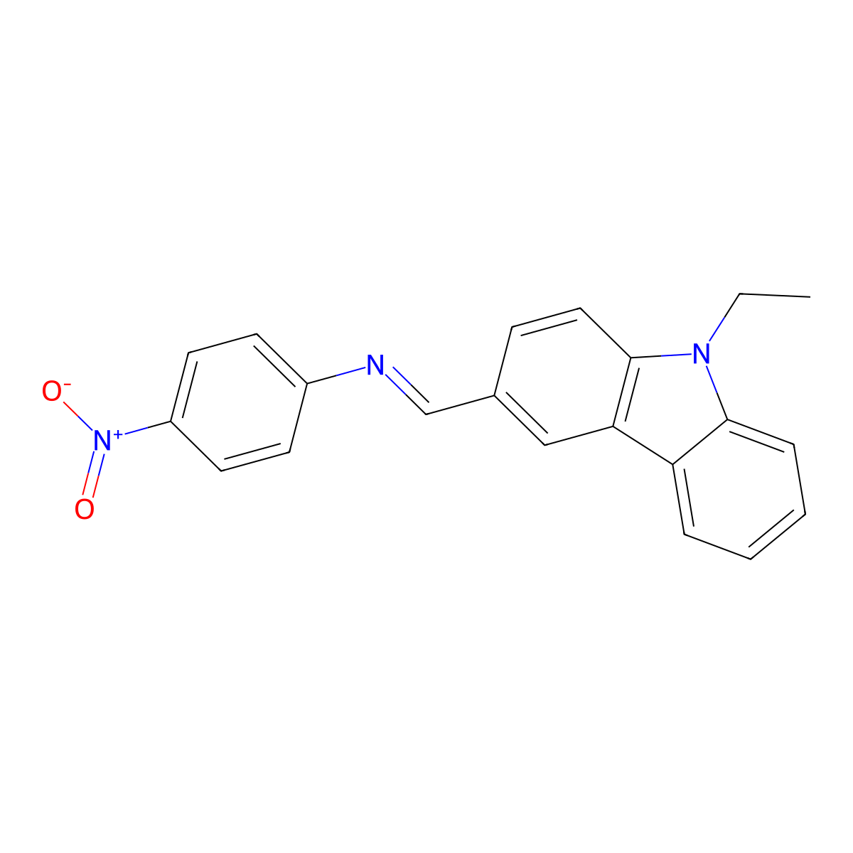 Benzenamine, N-[(9-ethyl-9H-carbazol-3-yl)methylene]-4-nitro- molecular structure, CAS 124190-73-4