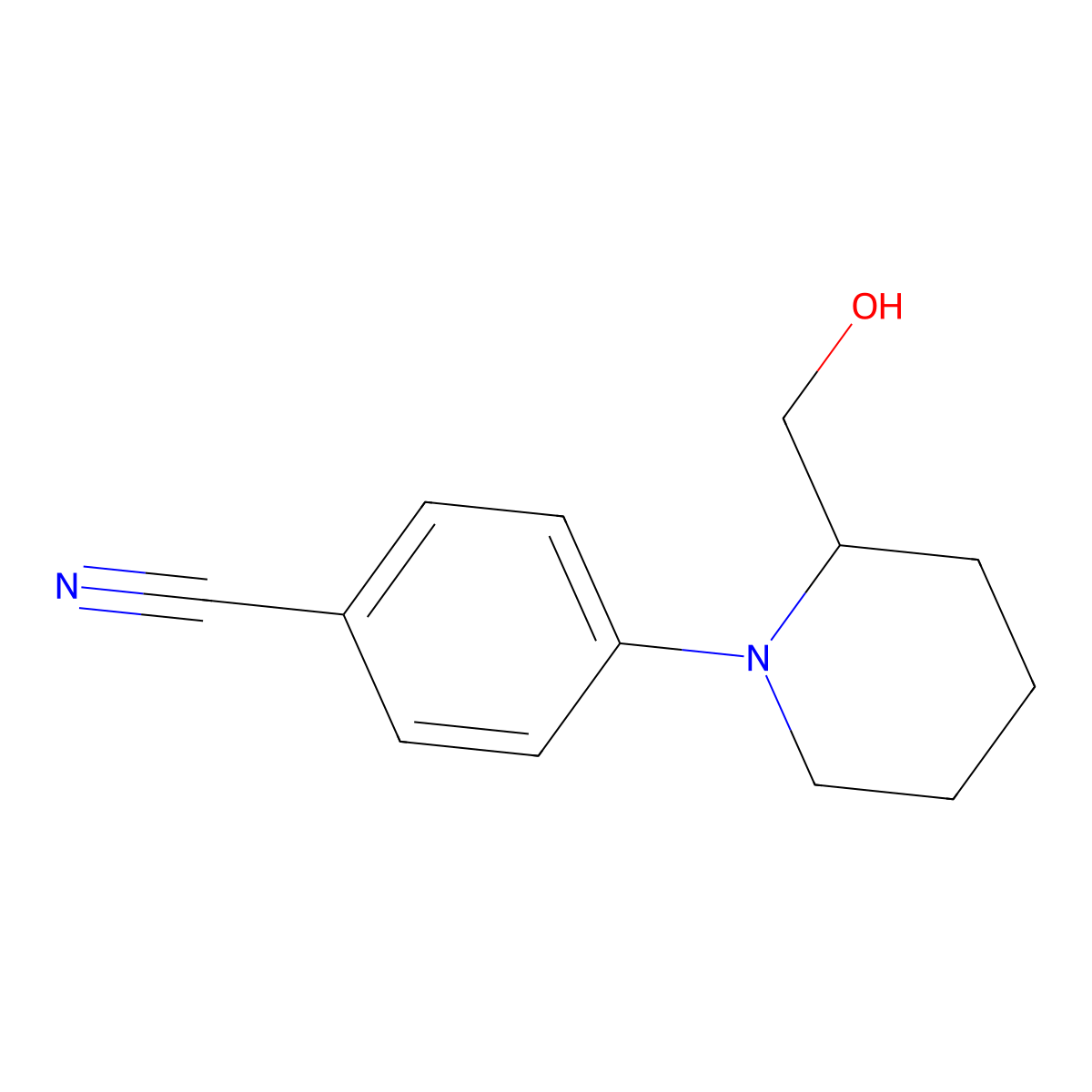4-(2-(Hydroxymethyl)piperidin-1-yl)benzonitrile molecular structure, CAS 1241910-79-1