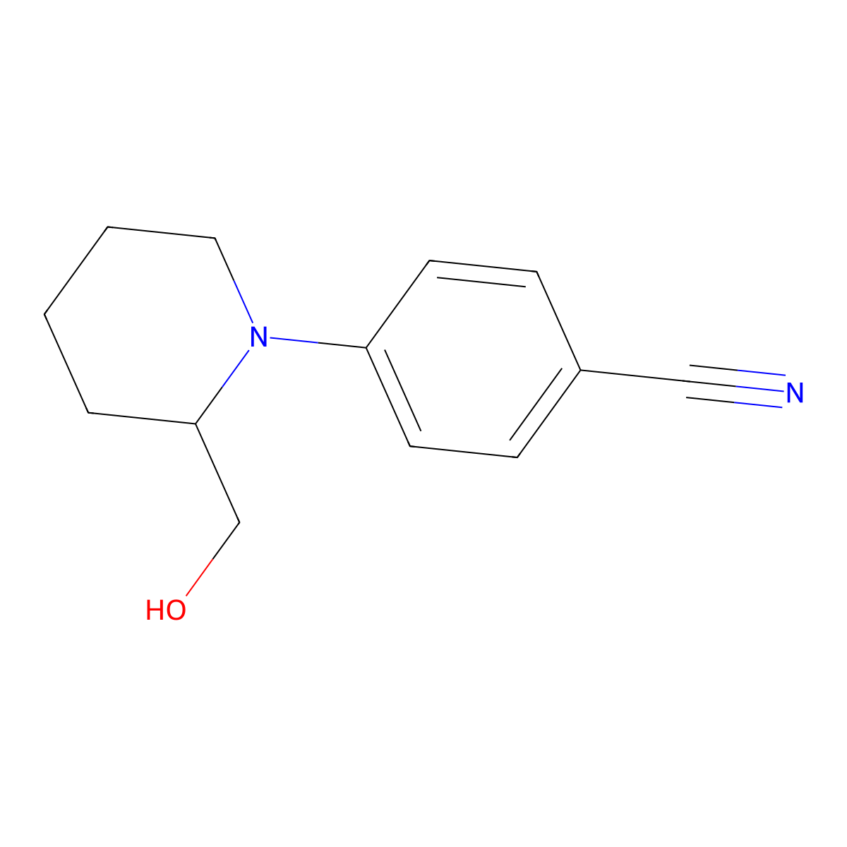 4-(2-(Hydroxymethyl)piperidin-1-yl)benzonitrile molecular structure, CAS 1241910-79-1