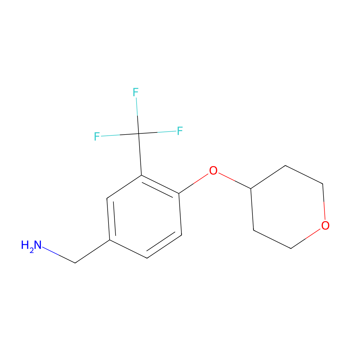 [4-(Oxan-4-yloxy)-3-(trifluoromethyl)phenyl]methanamine molecular structure, CAS 1241910-99-5