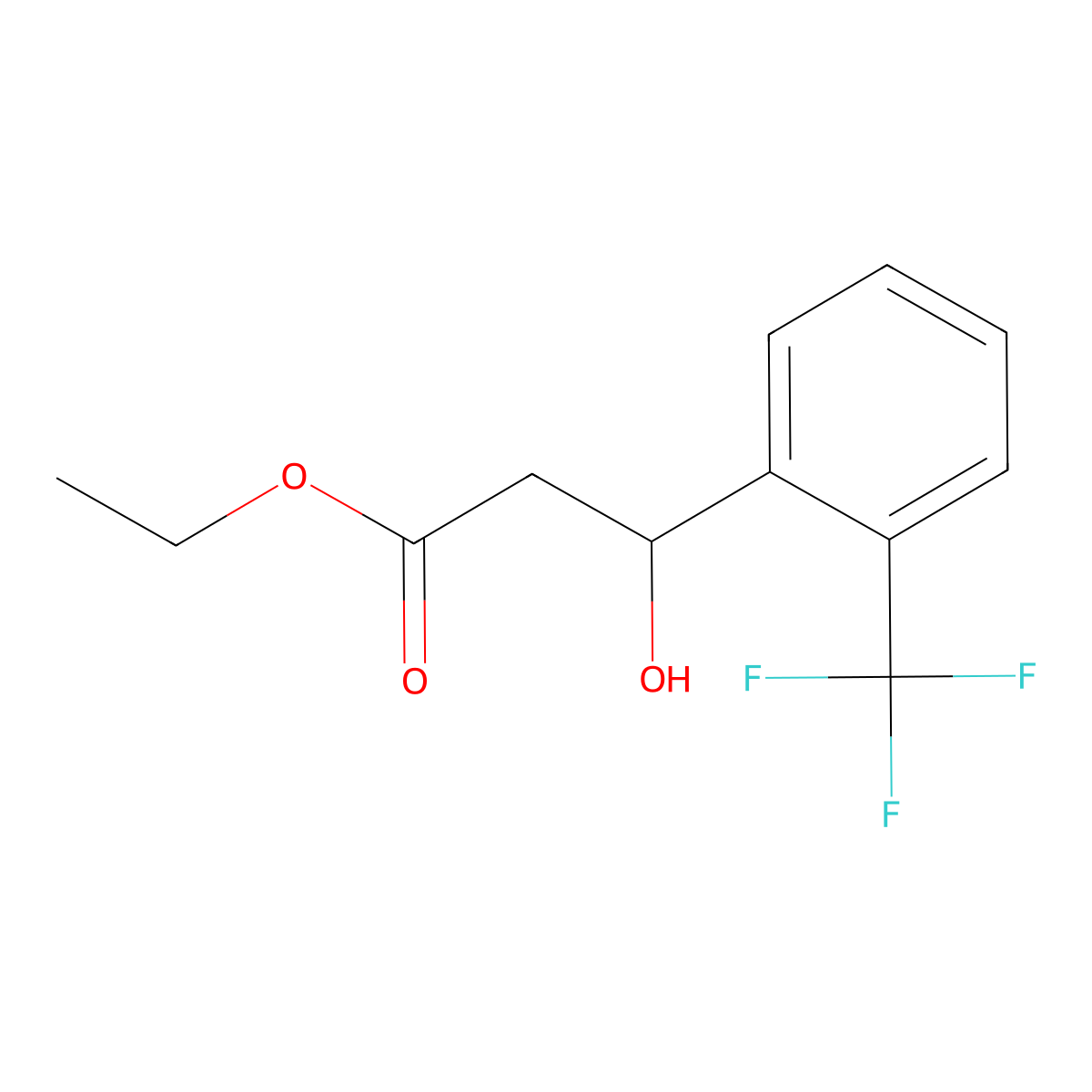 Ethyl 3-hydroxy-3-(2-(trifluoromethyl)phenyl)propanoate molecular structure, CAS 1241913-29-0