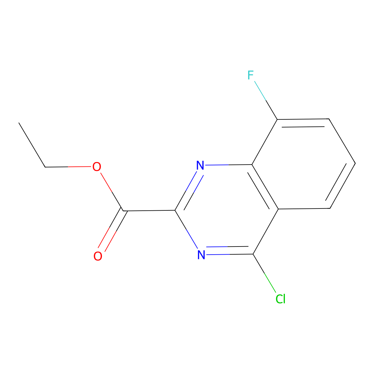 Ethyl 4-chloro-8-fluoroquinazoline-2-carboxylate molecular structure, CAS 1241915-99-0