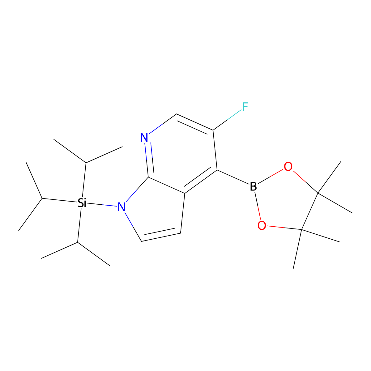 5-Fluoro-4-(4,4,5,5-tetramethyl-1,3,2-dioxaborolan-2-yl)-1-[tri(propan-2-yl)silyl]-1H-pyrrolo[2,3-b]pyridine molecular structure, CAS 1241950-72-0