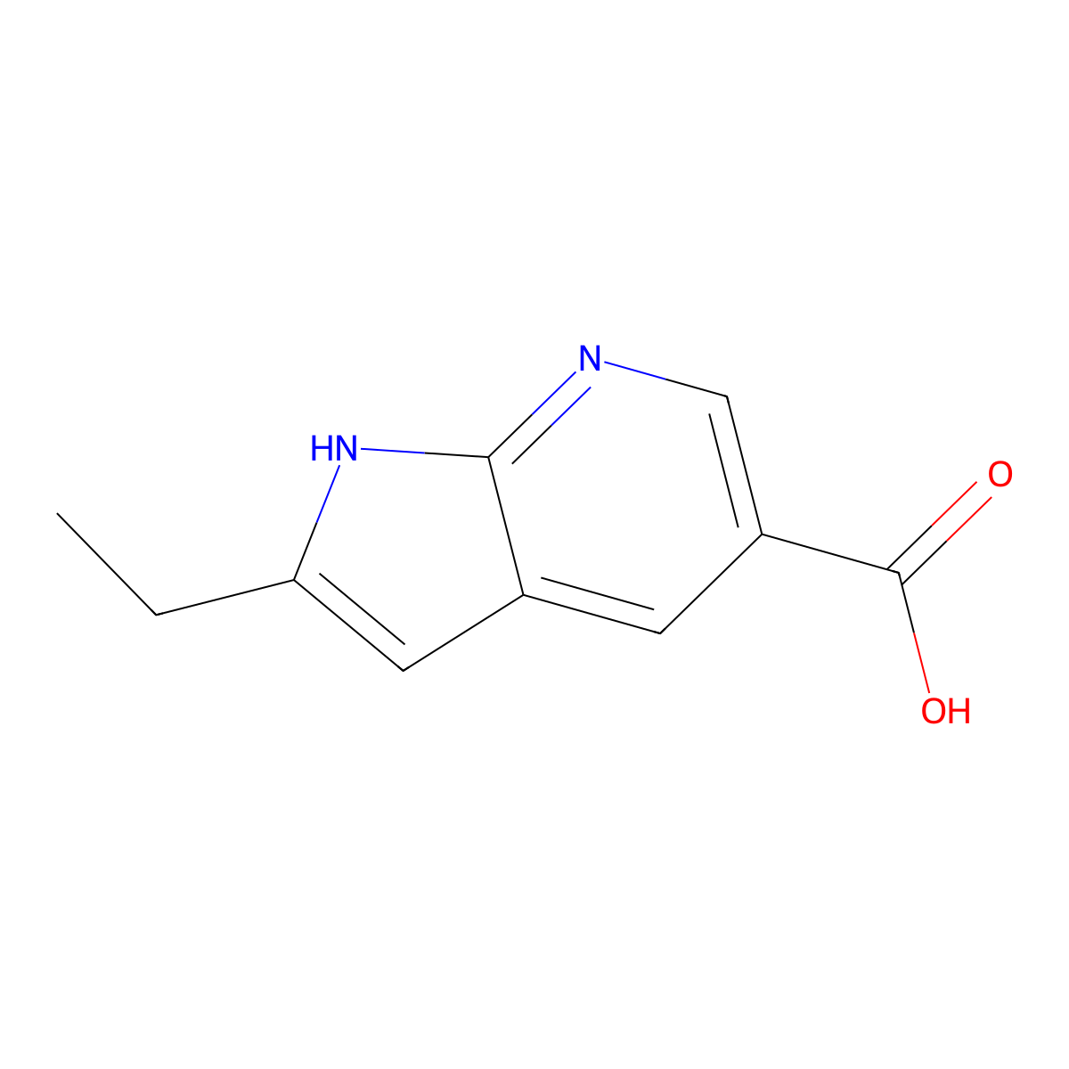 2-Ethyl-1H-pyrrolo[2,3-b]pyridine-5-carboxylic acid molecular structure, CAS 1241950-73-1