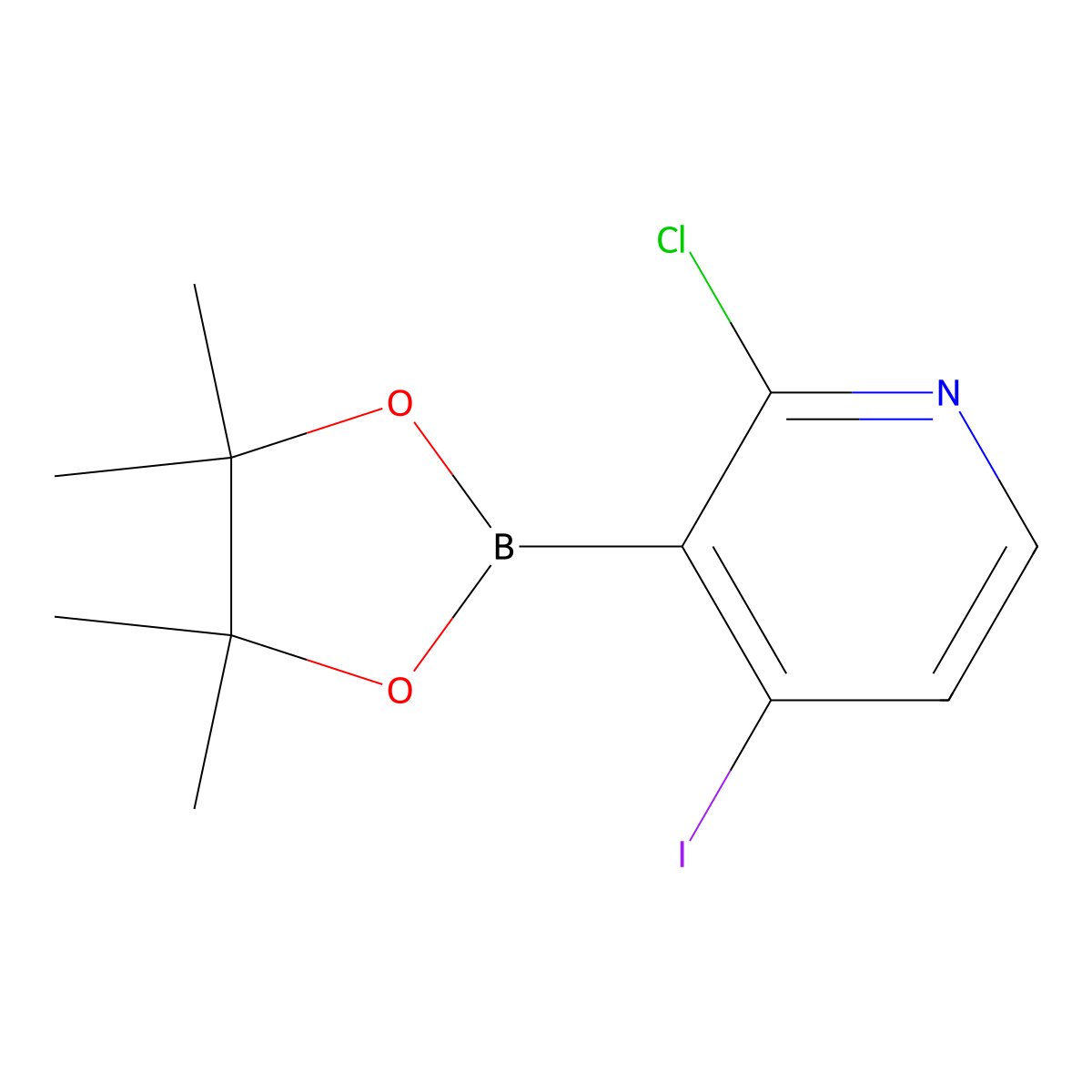 2-Chloro-4-iodo-3-(4,4,5,5-tetramethyl-1,3,2-dioxaborolan-2-yl)pyridine molecular structure, CAS 1241950-75-3