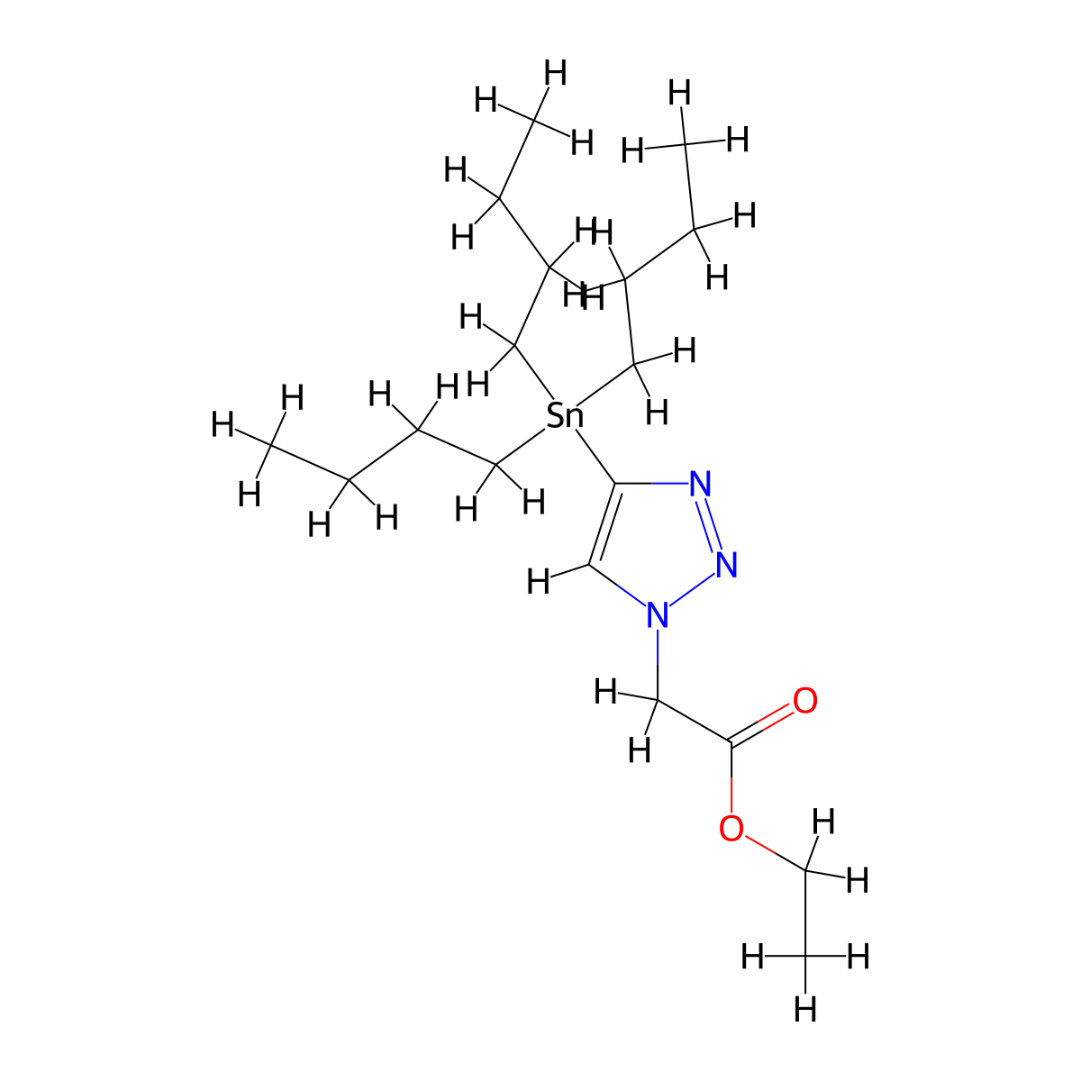 ethyl 2-[4-(tributylstannyl)-1H-1,2,3-triazol-1-yl]acetate molecular structure, CAS 1241953-49-0