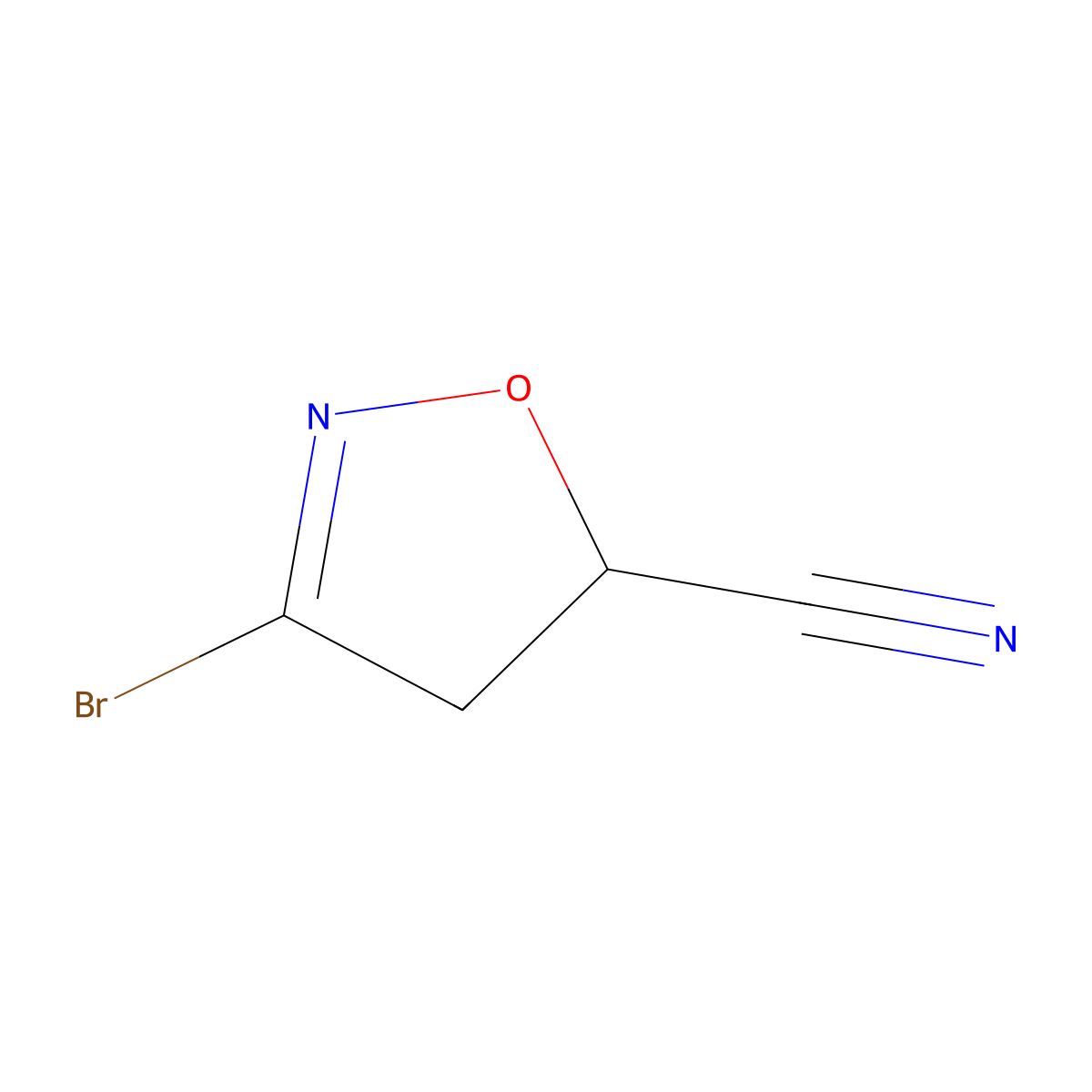 3-Bromo-4,5-dihydro-1,2-oxazole-5-carbonitrile molecular structure, CAS 1241953-58-1