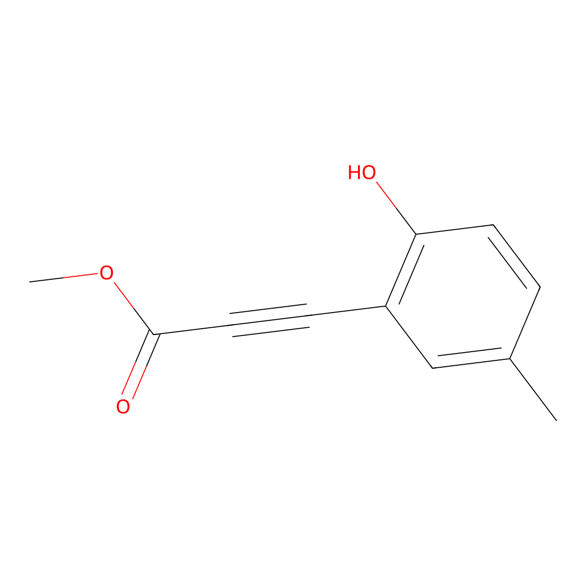 Methyl 3-(2-hydroxy-5-methylphenyl)prop-2-ynoate molecular structure, CAS 1241956-39-7