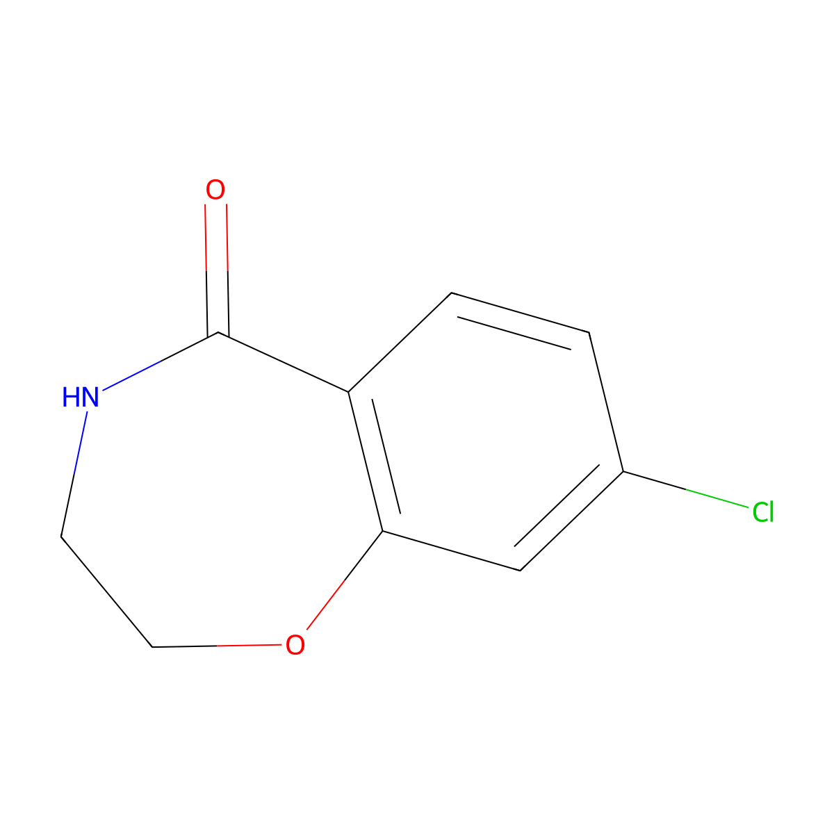 8-Chloro-3,4-dihydro-2H-1,4-benzoxazepin-5-one molecular structure, CAS 1241964-27-1