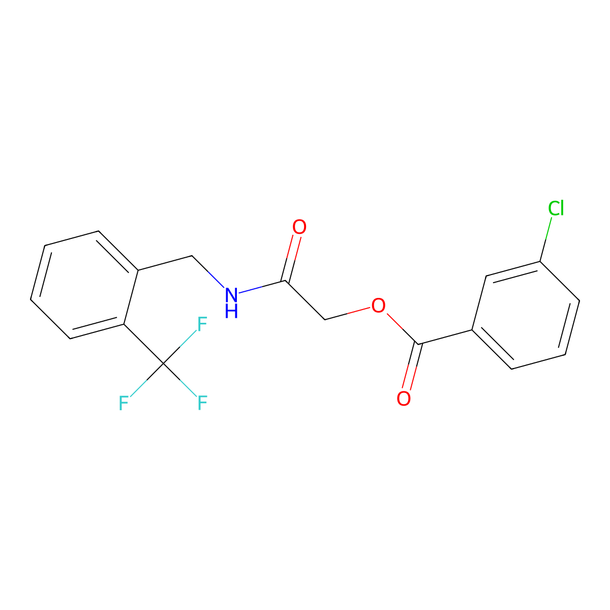 2-Oxo-2-((2-(trifluoromethyl)benzyl)amino)ethyl 3-chlorobenzoate molecular structure, CAS 1241972-03-1