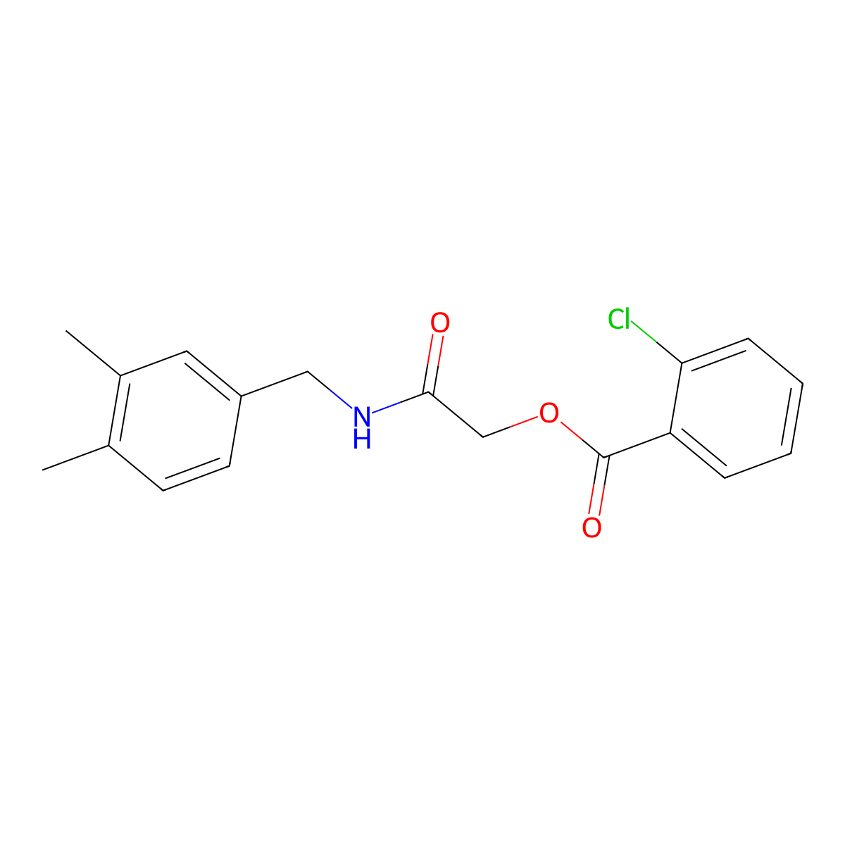 2-((3,4-Dimethylbenzyl)amino)-2-oxoethyl 2-chlorobenzoate molecular structure, CAS 1241972-82-6