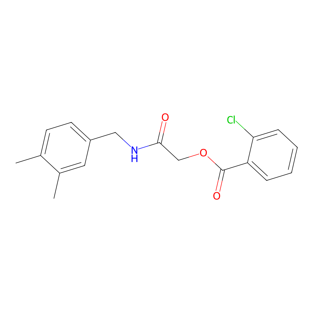2-((3,4-Dimethylbenzyl)amino)-2-oxoethyl 2-chlorobenzoate molecular structure, CAS 1241972-82-6
