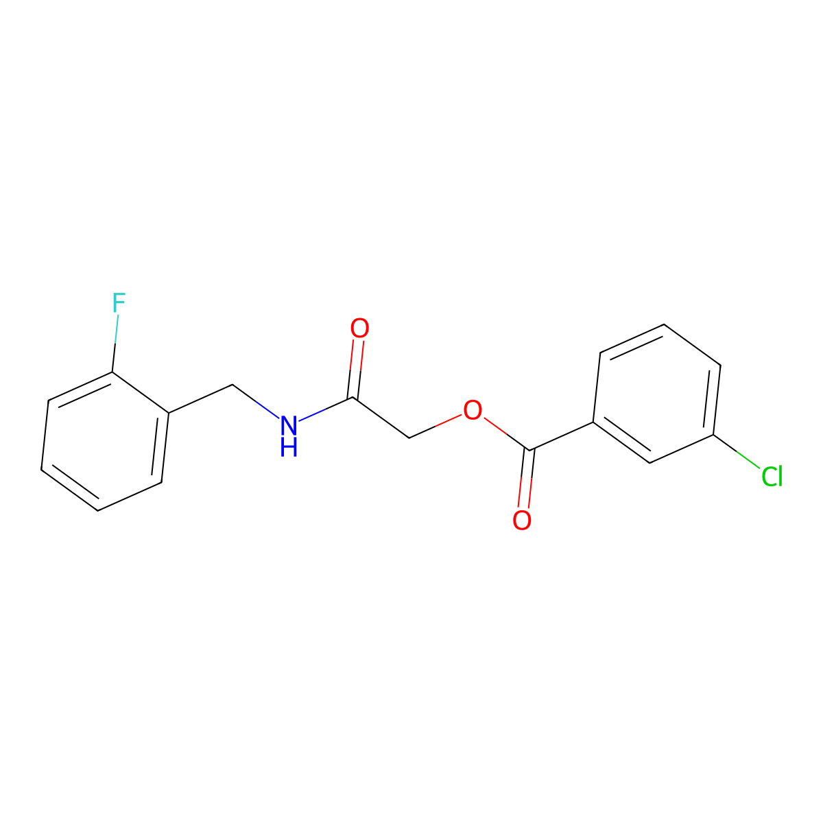 2-((2-Fluorobenzyl)amino)-2-oxoethyl 3-chlorobenzoate molecular structure, CAS 1241973-34-1