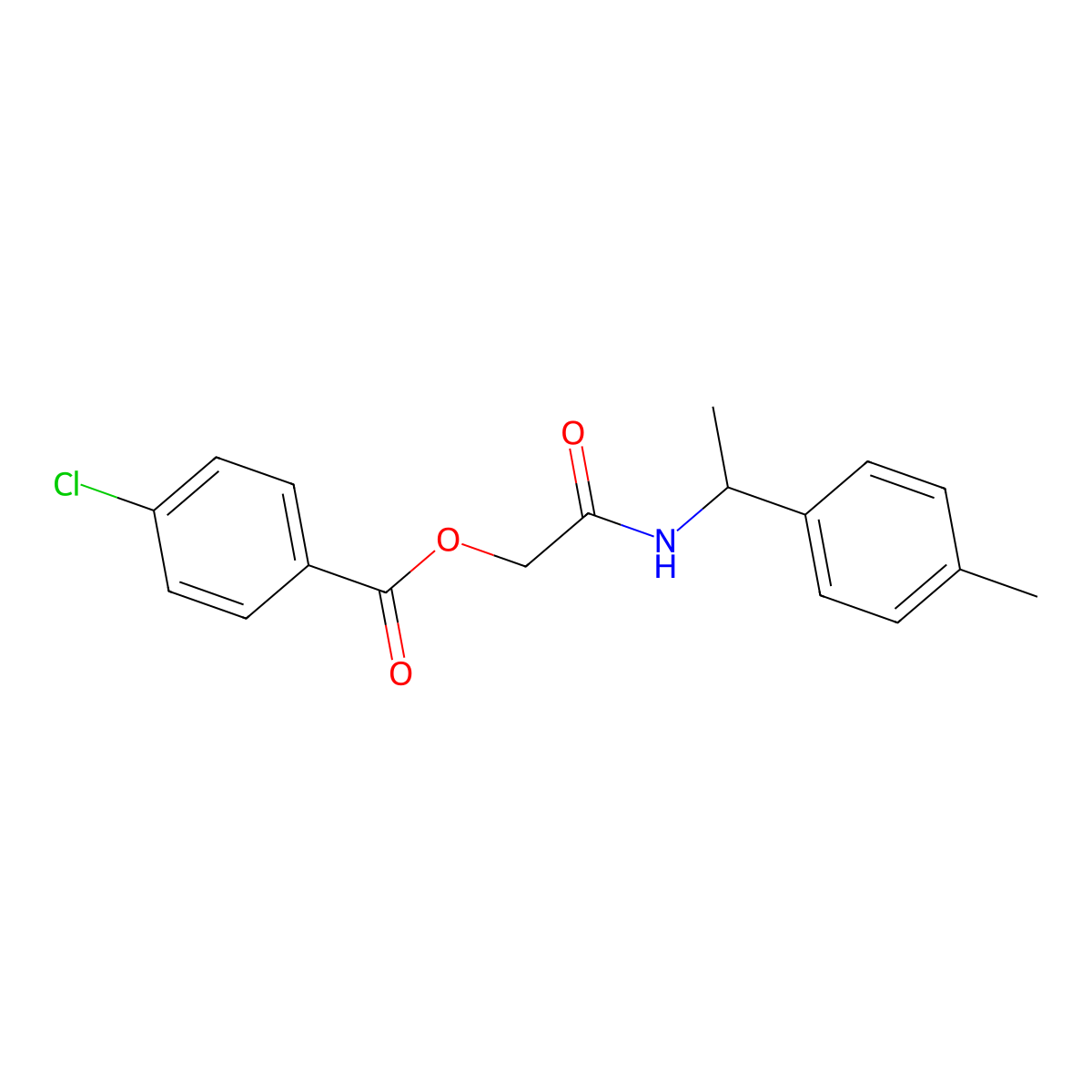 {[1-(4-Methylphenyl)ethyl]carbamoyl}methyl 4-chlorobenzoate molecular structure, CAS 1241973-82-9