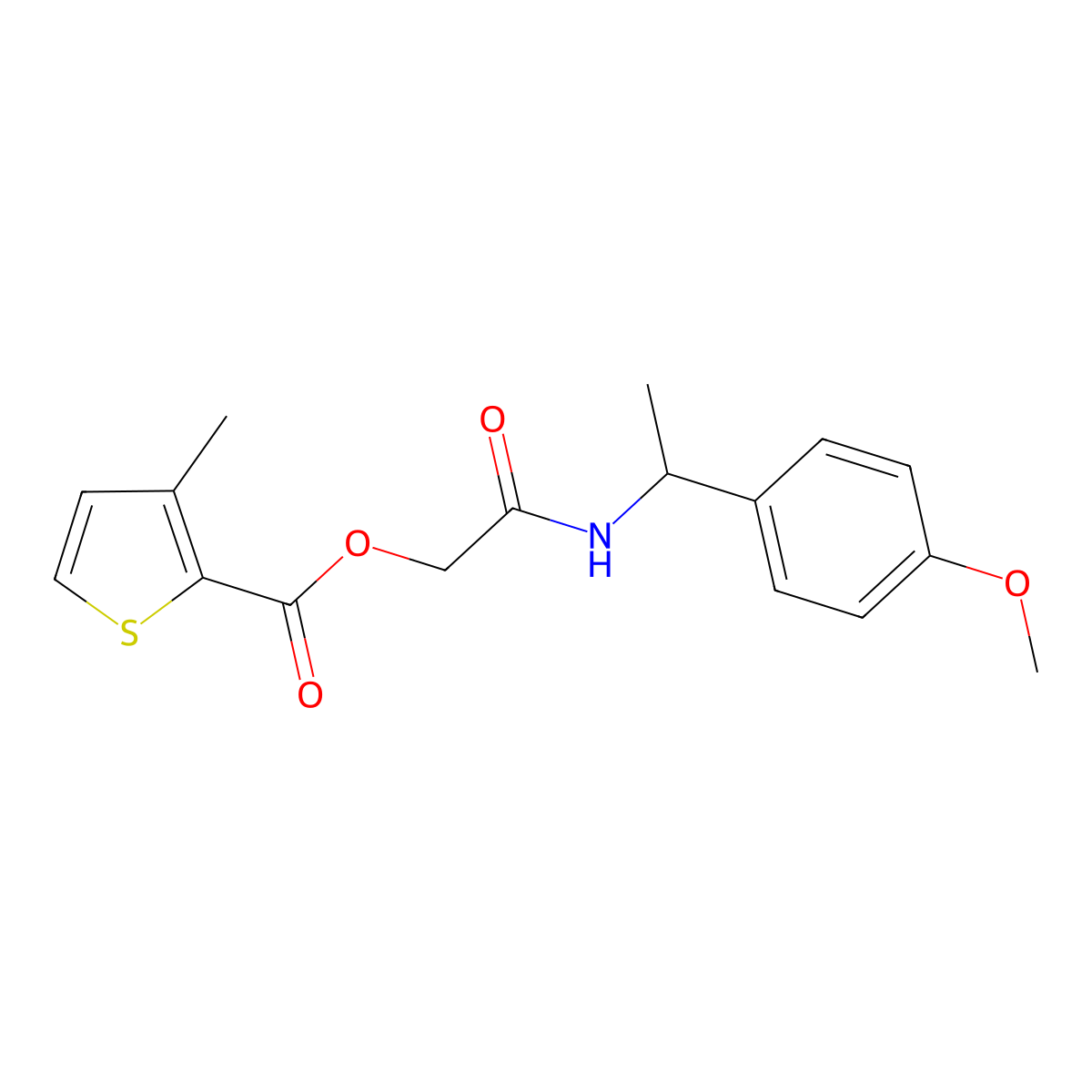 2-((1-(4-Methoxyphenyl)ethyl)amino)-2-oxoethyl 3-methylthiophene-2-carboxylate molecular structure, CAS 1241974-29-7