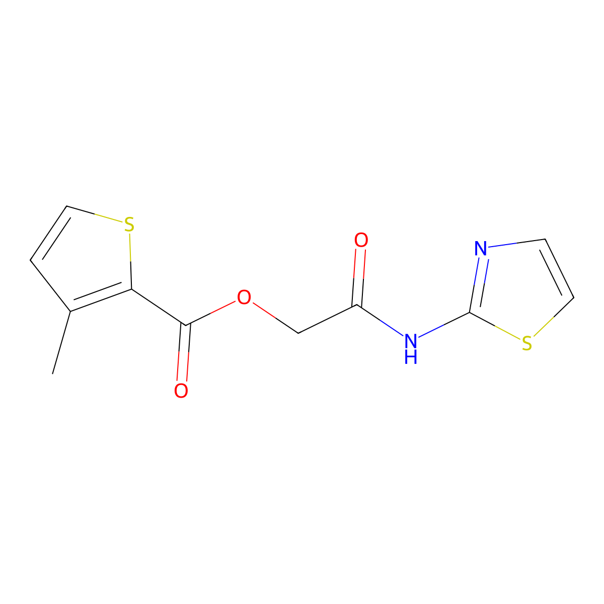 2-Oxo-2-(1,3-thiazol-2-ylamino)ethyl 3-methylthiophene-2-carboxylate molecular structure, CAS 1241976-66-8