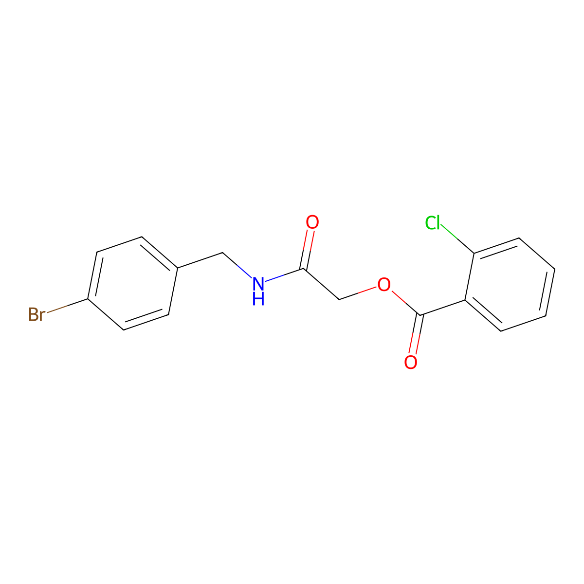 2-((4-Bromobenzyl)amino)-2-oxoethyl 2-chlorobenzoate molecular structure, CAS 1241980-66-4