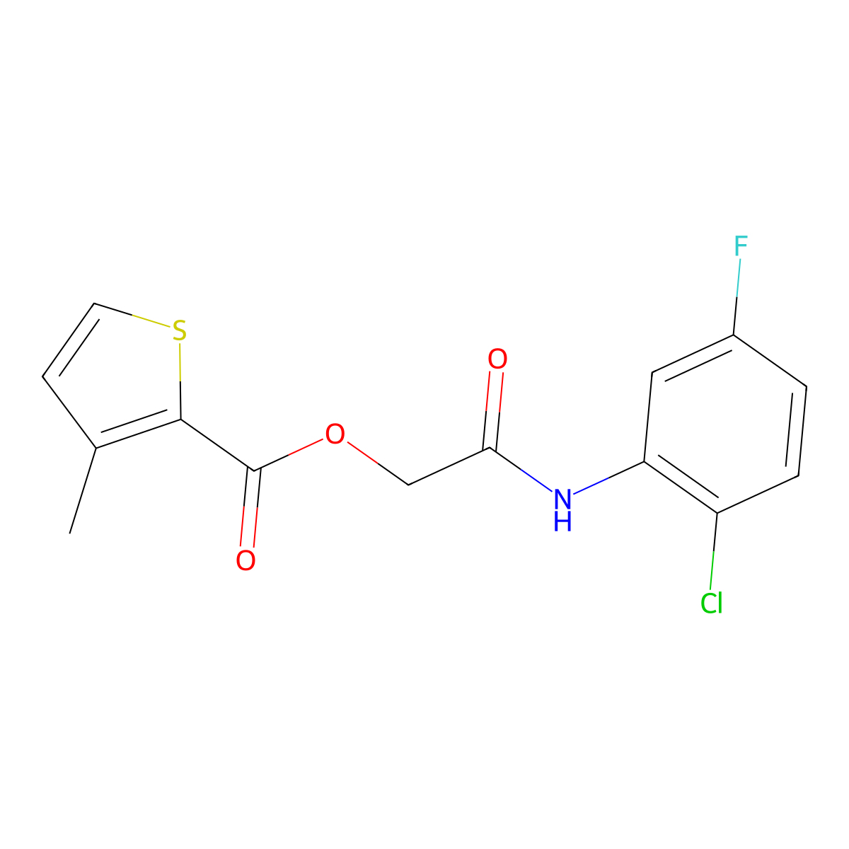 2-((2-Chloro-5-fluorophenyl)amino)-2-oxoethyl 3-methylthiophene-2-carboxylate molecular structure, CAS 1241982-51-3