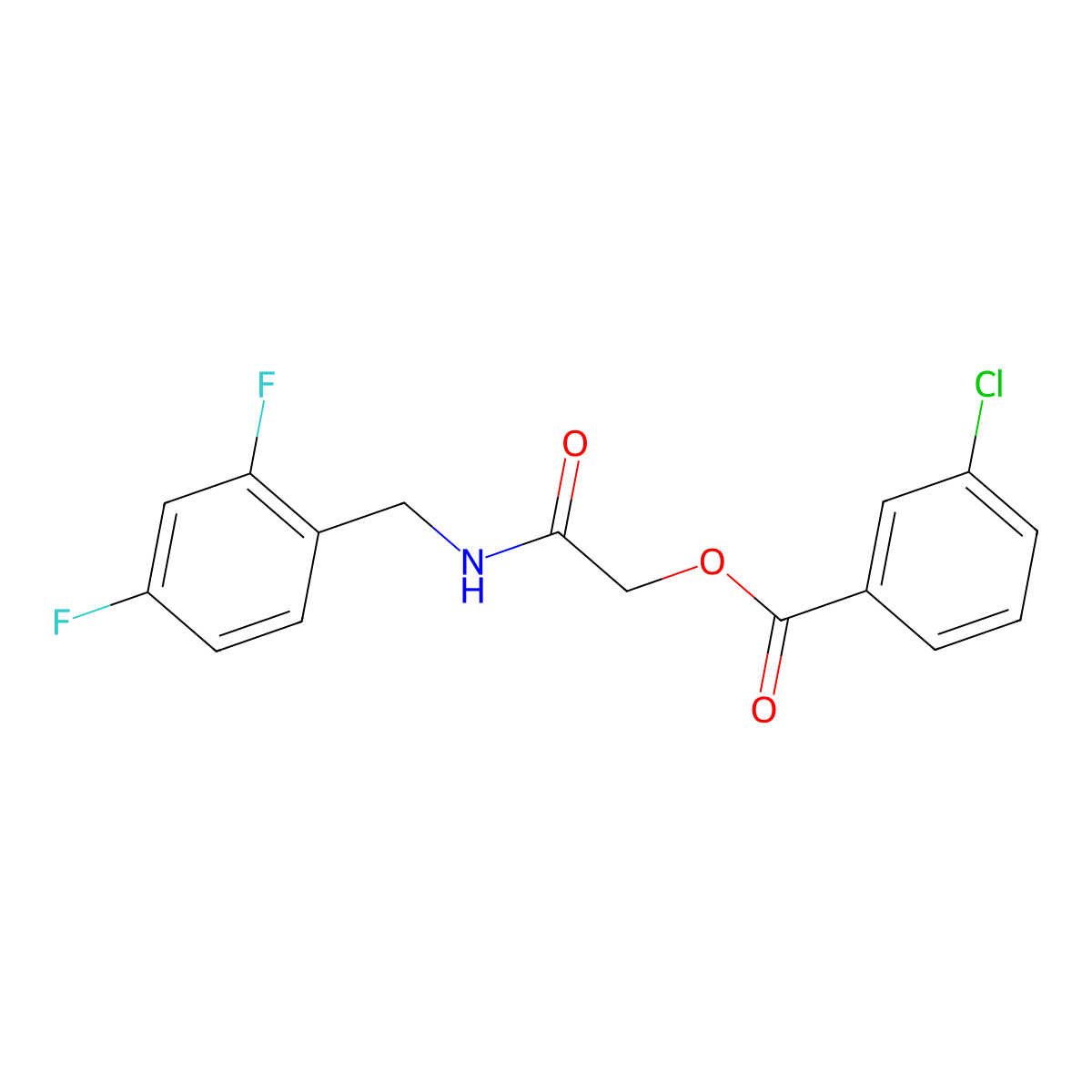 2-((2,4-Difluorobenzyl)amino)-2-oxoethyl 3-chlorobenzoate molecular structure, CAS 1241983-19-6