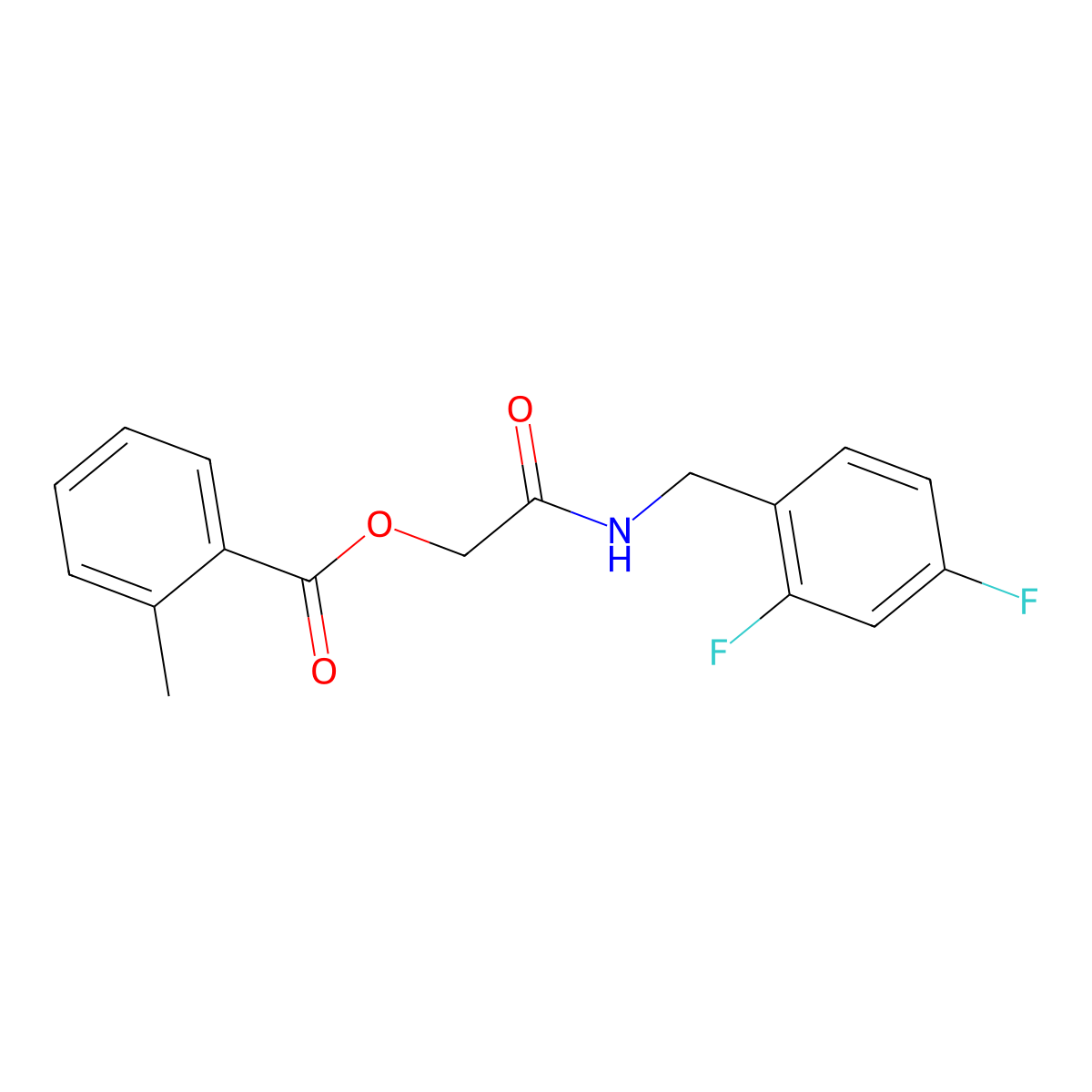 2-((2,4-Difluorobenzyl)amino)-2-oxoethyl 2-methylbenzoate molecular structure, CAS 1241984-90-6