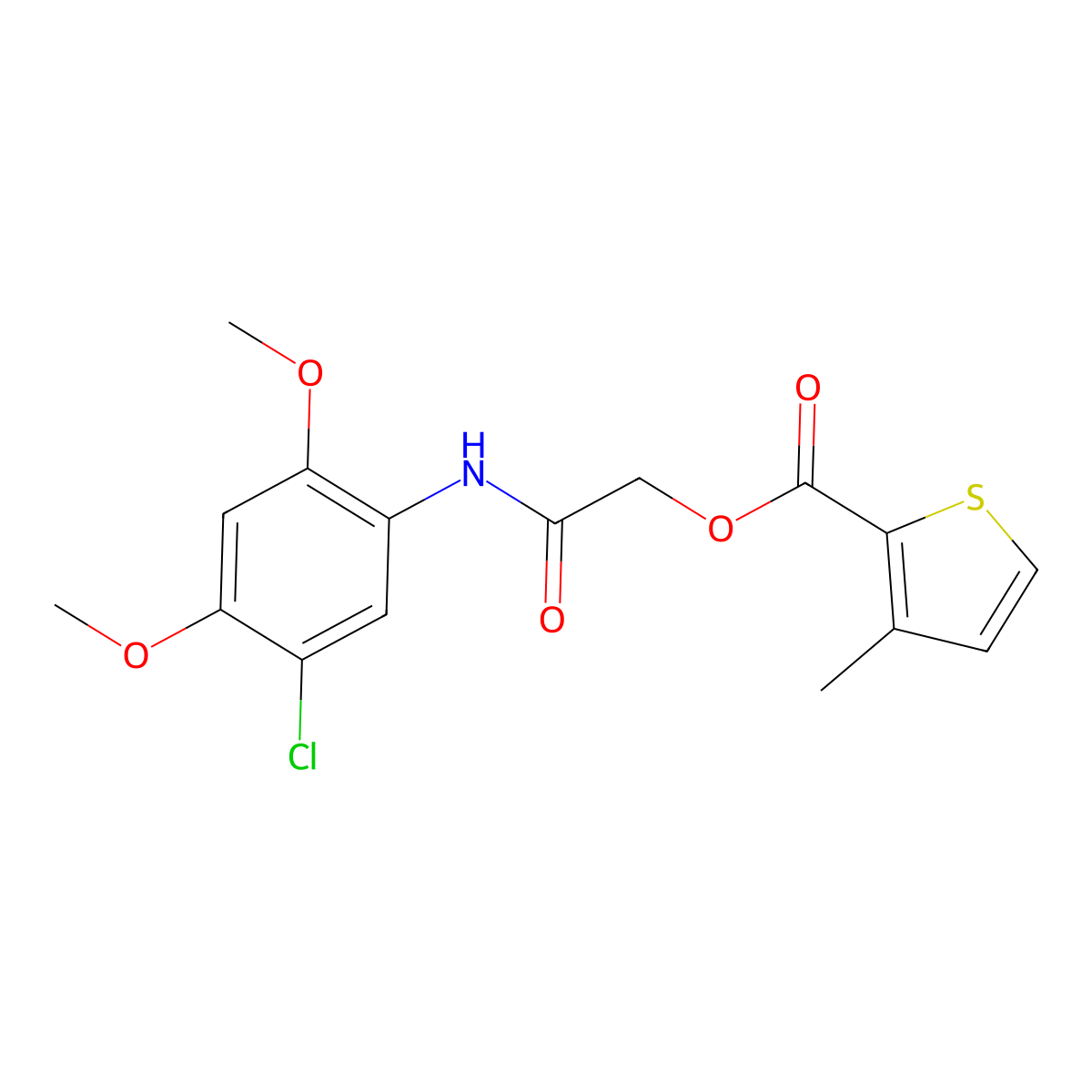 2-((5-Chloro-2,4-dimethoxyphenyl)amino)-2-oxoethyl 3-methylthiophene-2-carboxylate molecular structure, CAS 1241986-06-0