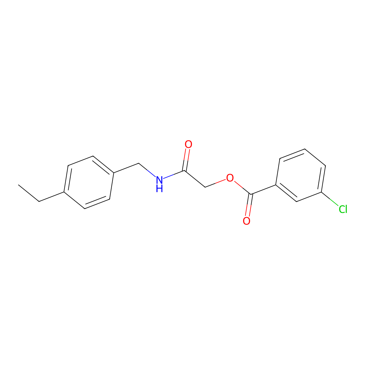 2-((4-Ethylbenzyl)amino)-2-oxoethyl 3-chlorobenzoate molecular structure, CAS 1241986-72-0