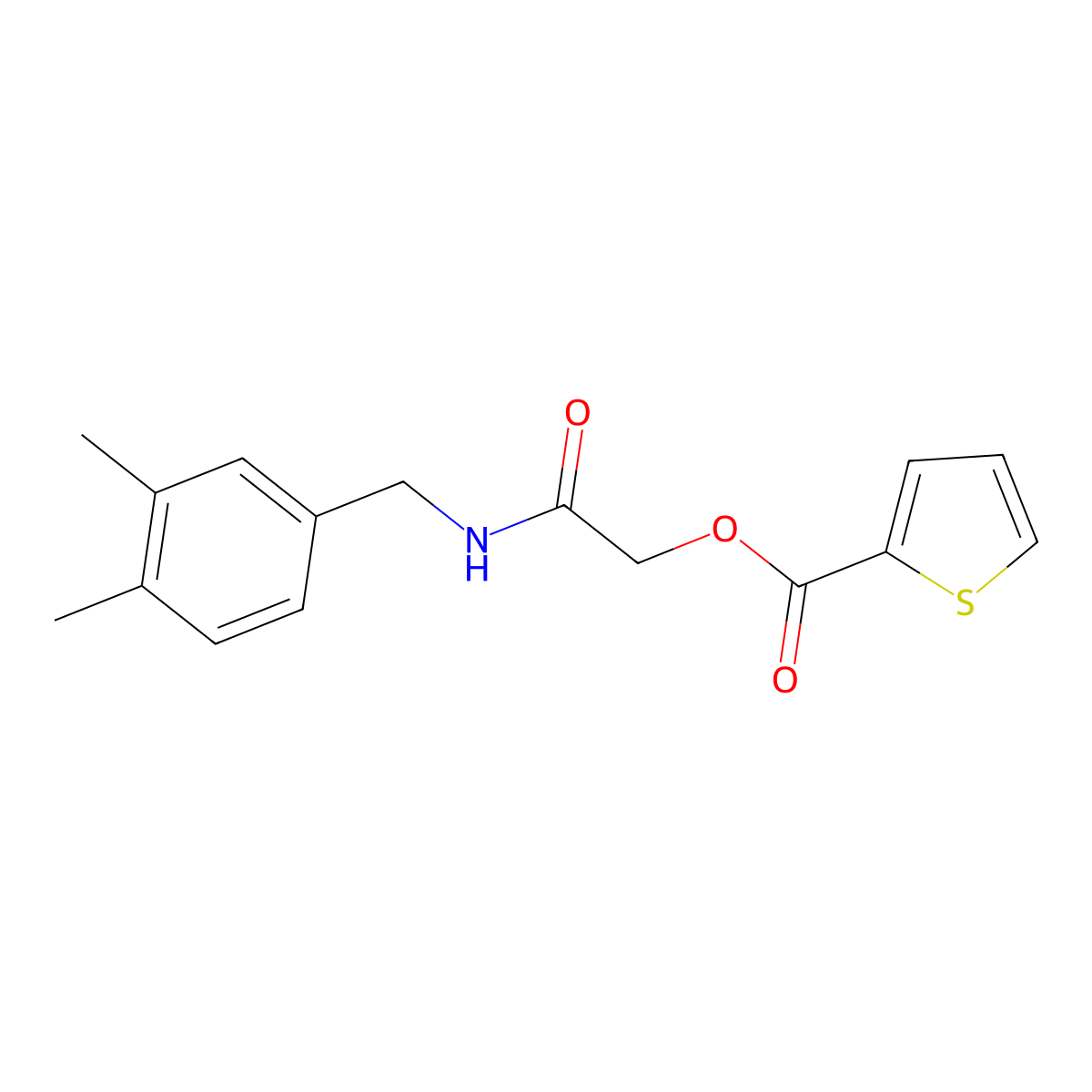 2-((3,4-Dimethylbenzyl)amino)-2-oxoethyl thiophene-2-carboxylate molecular structure, CAS 1241988-03-3