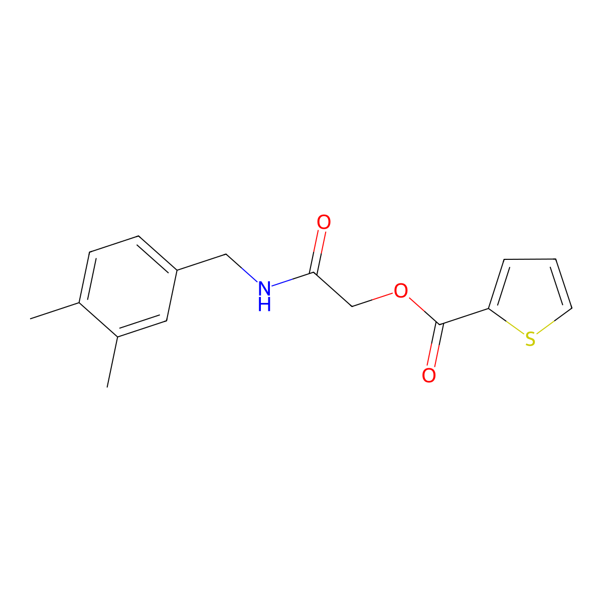 2-((3,4-Dimethylbenzyl)amino)-2-oxoethyl thiophene-2-carboxylate molecular structure, CAS 1241988-03-3