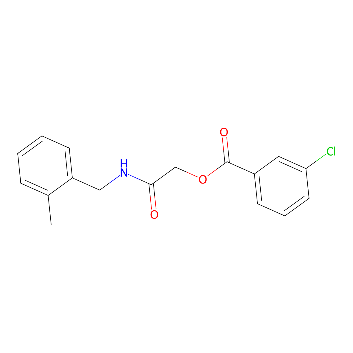 2-((2-Methylbenzyl)amino)-2-oxoethyl 3-chlorobenzoate molecular structure, CAS 1241991-73-0