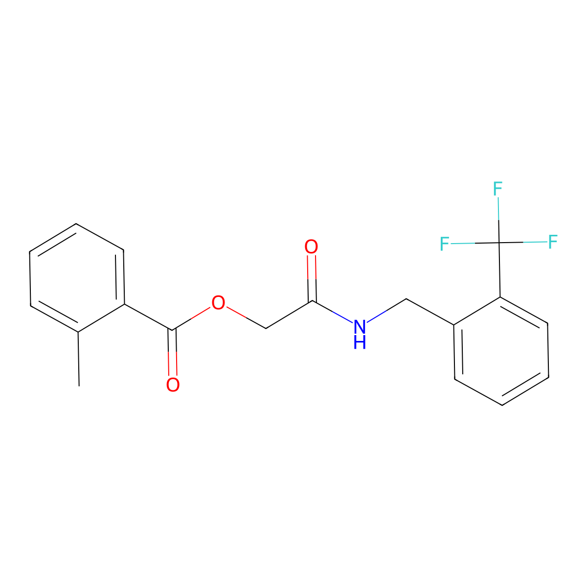 2-Oxo-2-((2-(trifluoromethyl)benzyl)amino)ethyl 2-methylbenzoate molecular structure, CAS 1241996-81-5
