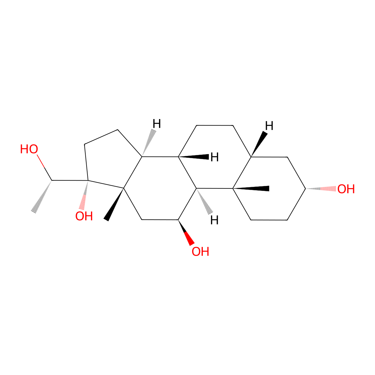 (3R,5R,8S,9S,10S,11S,13S,14S,17R)-17-[(1S)-1-hydroxyethyl]-10,13-dimethyl-1,2,3,4,5,6,7,8,9,11,12,14,15,16-tetradecahydrocyclopenta[a]phenanthrene-3,11,17-triol molecular structure, CAS 1242-48-4
