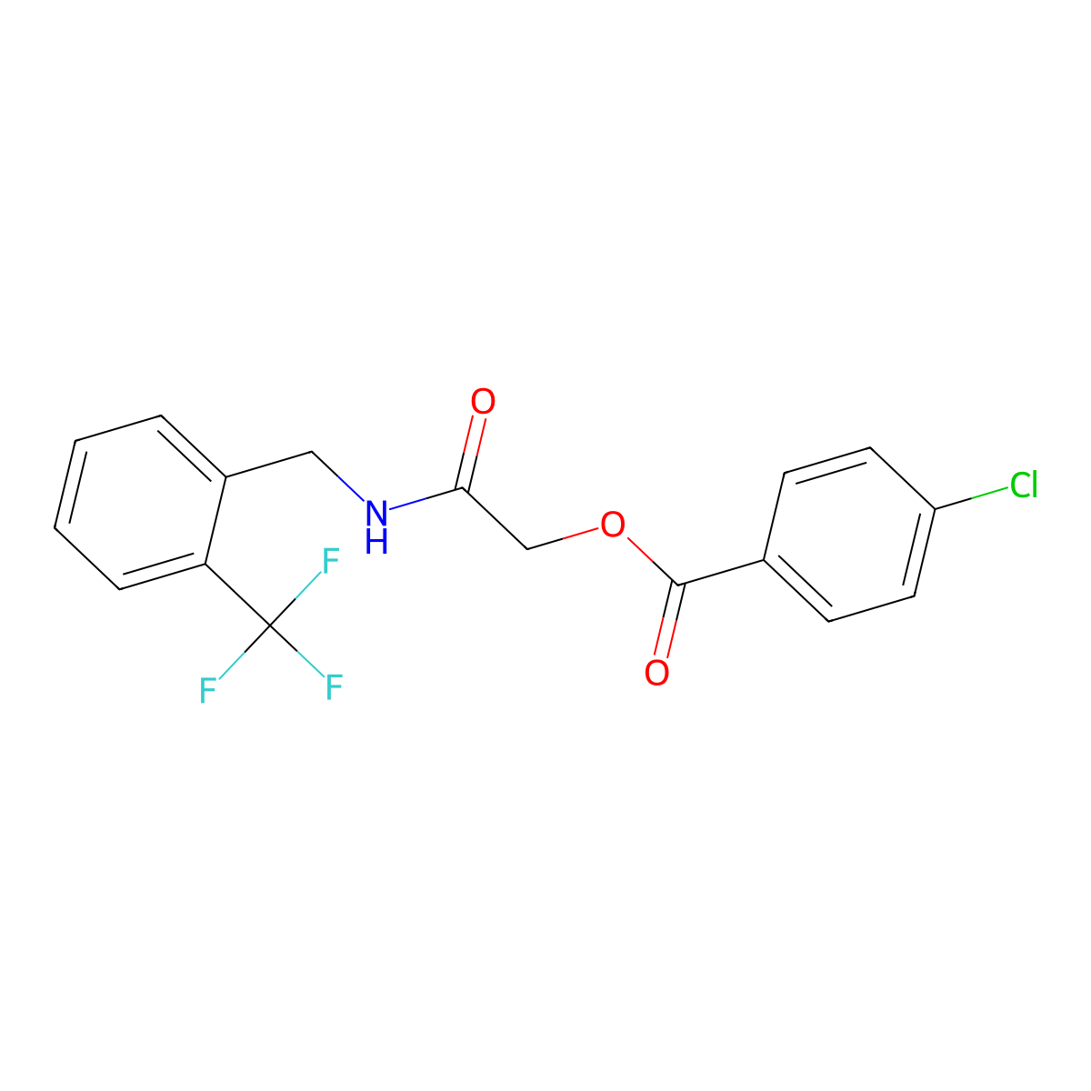 2-Oxo-2-((2-(trifluoromethyl)benzyl)amino)ethyl 4-chlorobenzoate molecular structure, CAS 1242000-14-1